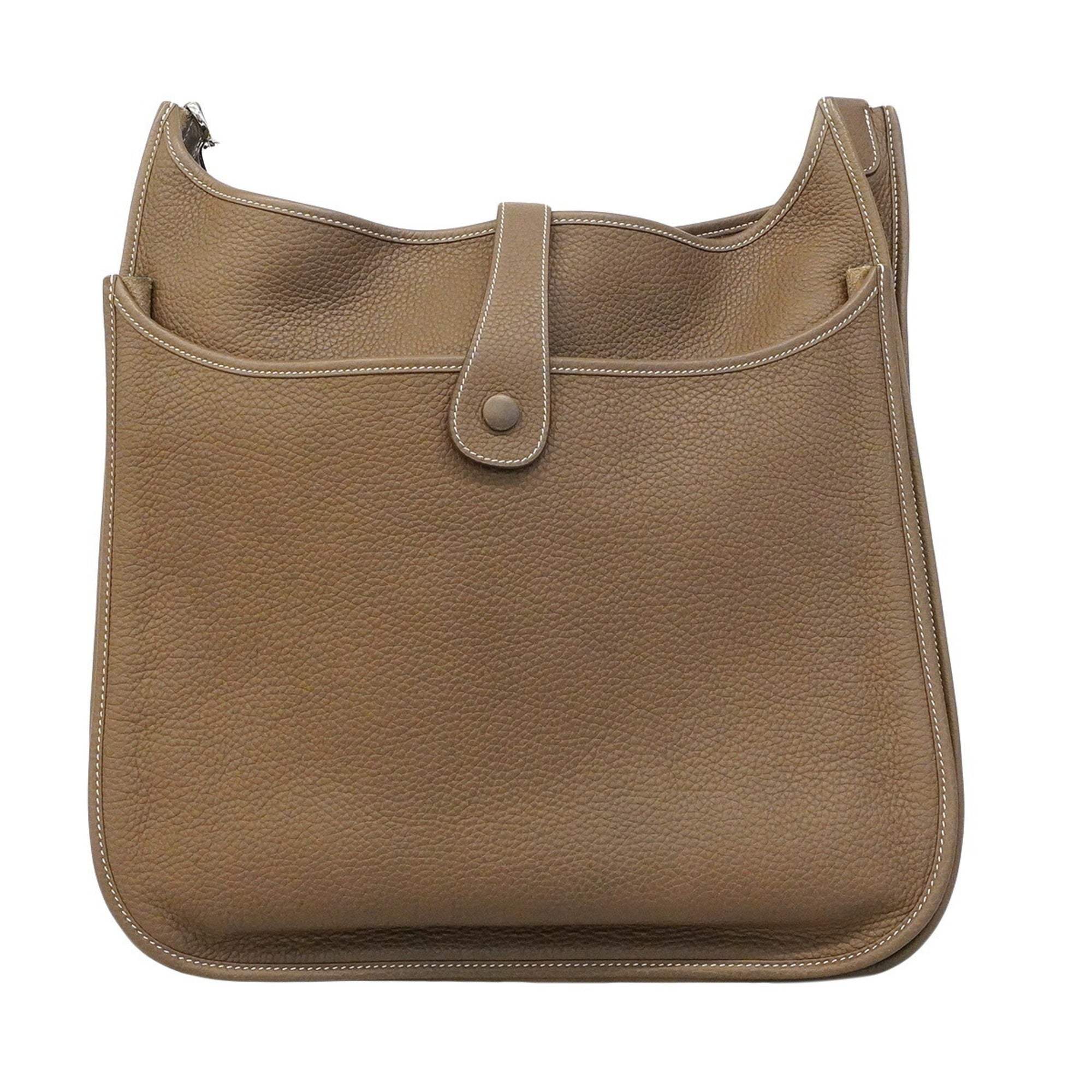 Hermes Etoupe Gray Taurillon Clemence Leather Shoulder Bag (Pre-Owned)