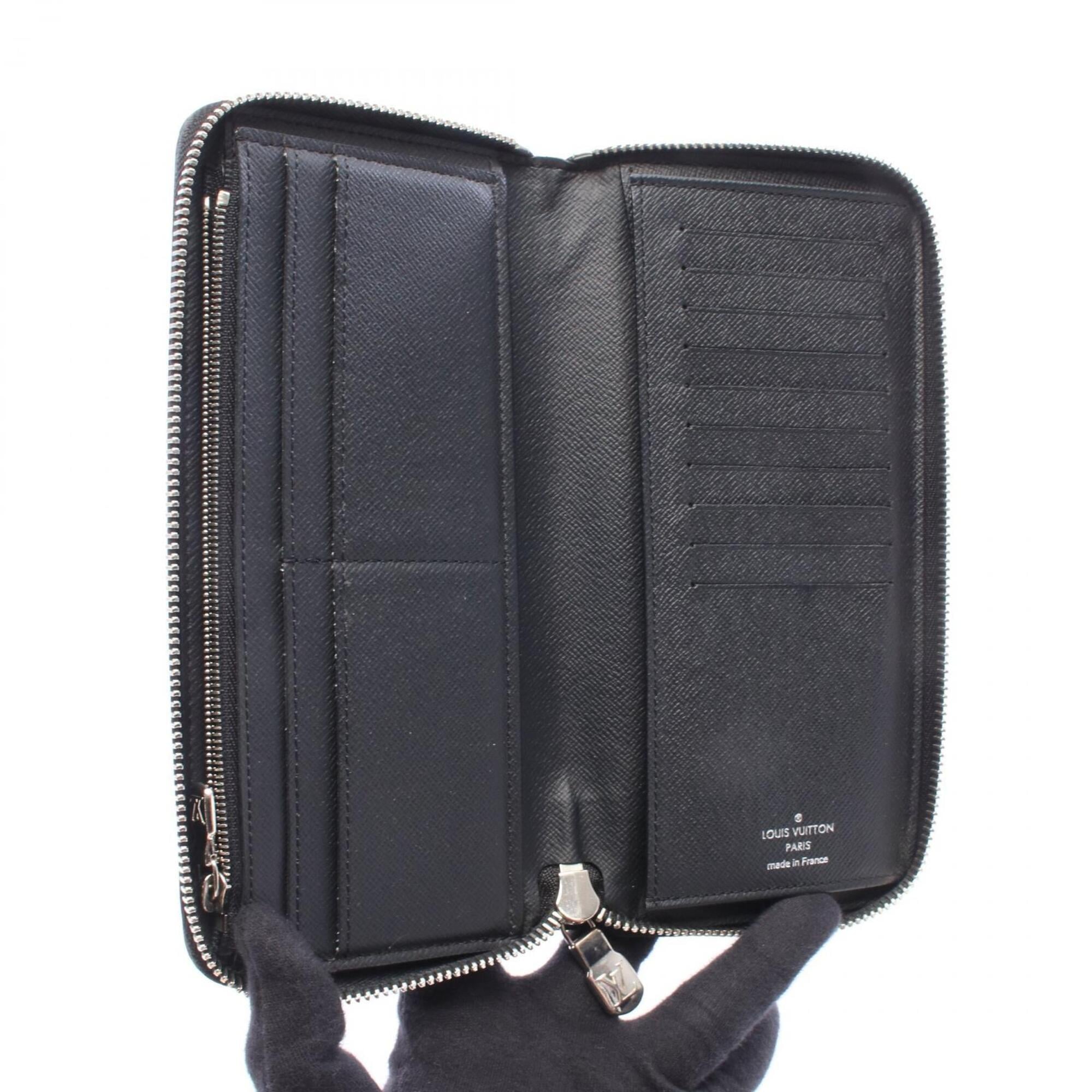 Louis Vuitton Taiga Ardoise Black Leather Long Wallet (Bi-Fold) (Pre-Owned)