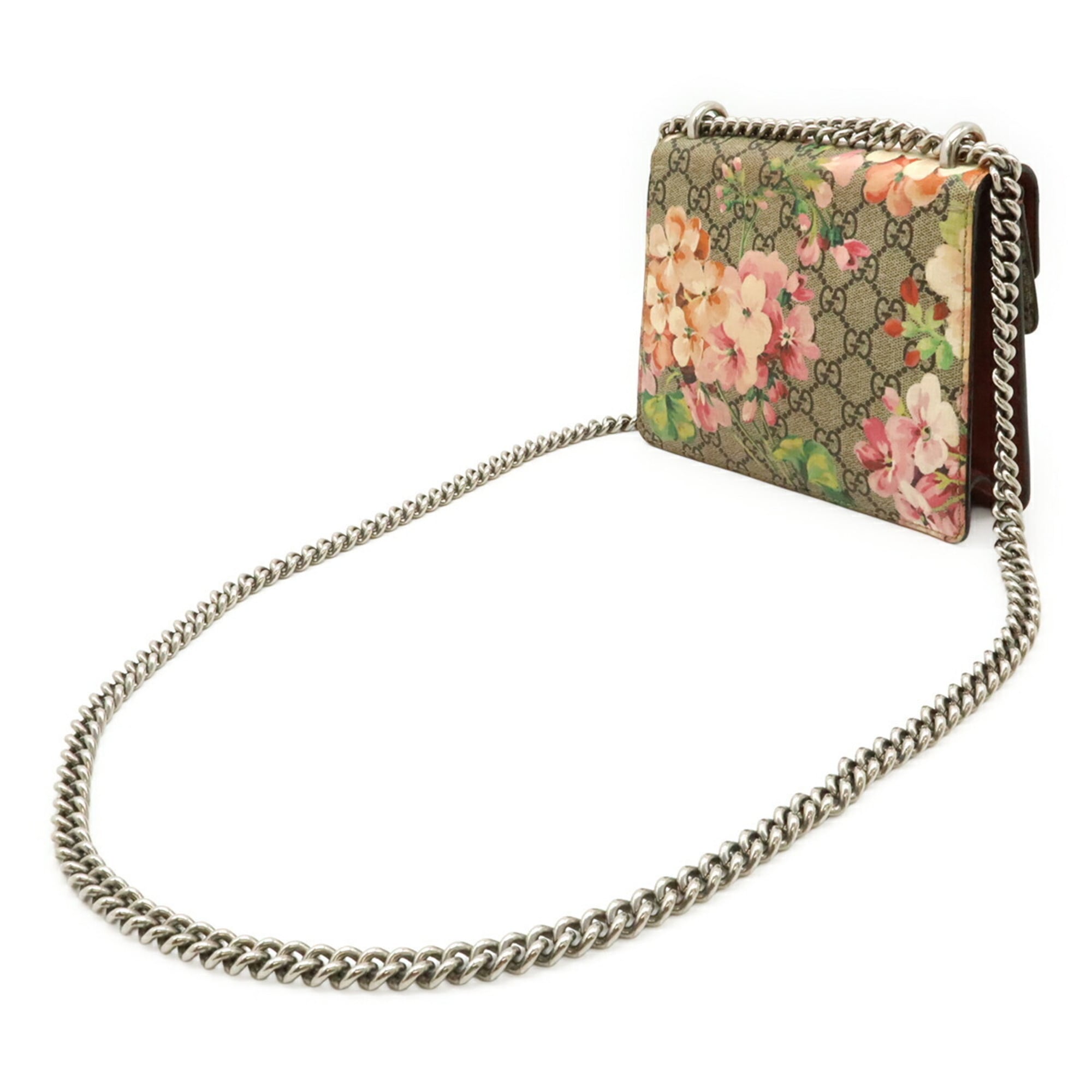 Gucci Beige Pink Multi-Color Pink Canvas Shoulder Bag (Pre-Owned)