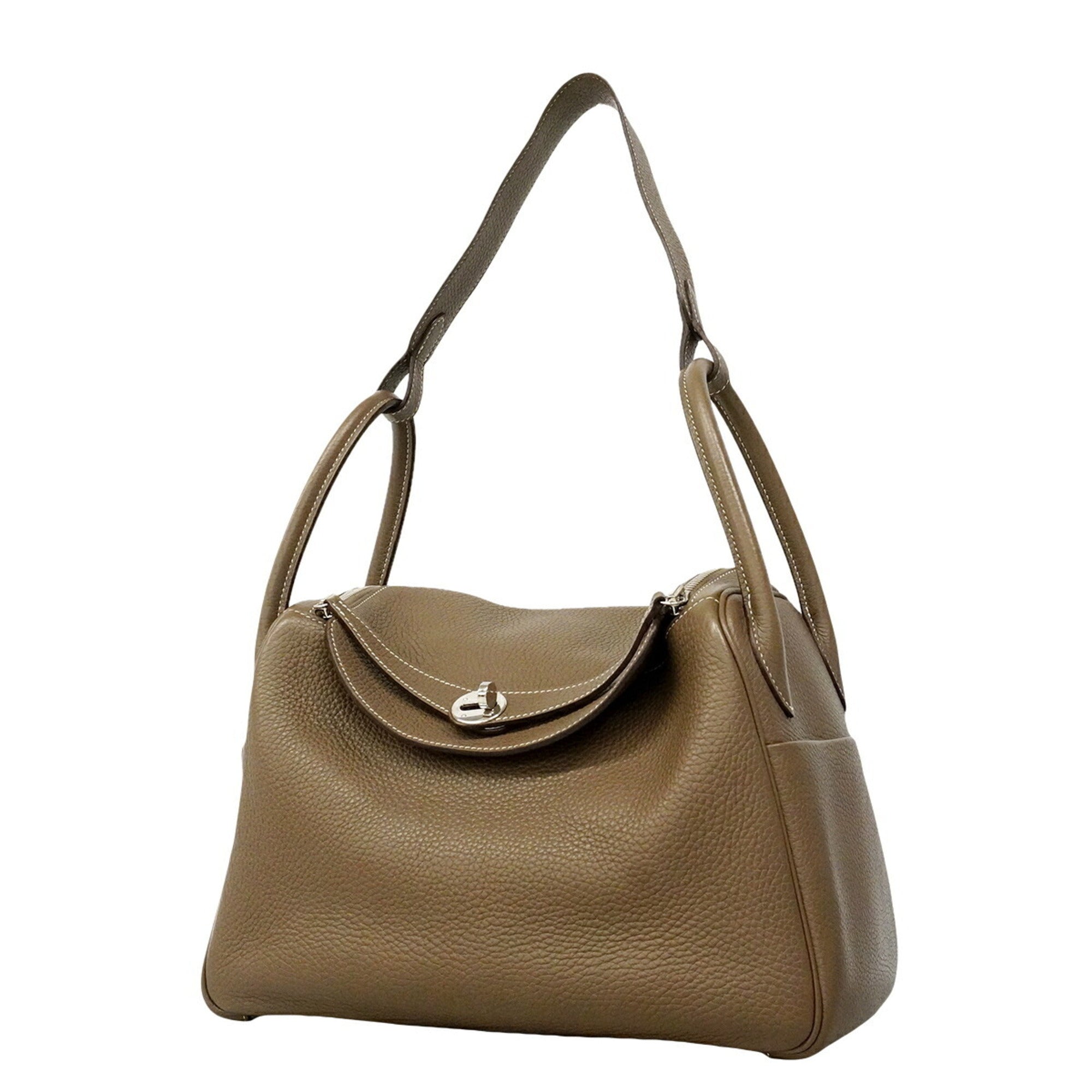 Hermes Etoupe Gray Taurillon Clemence Leather Handbag (Pre-Owned)