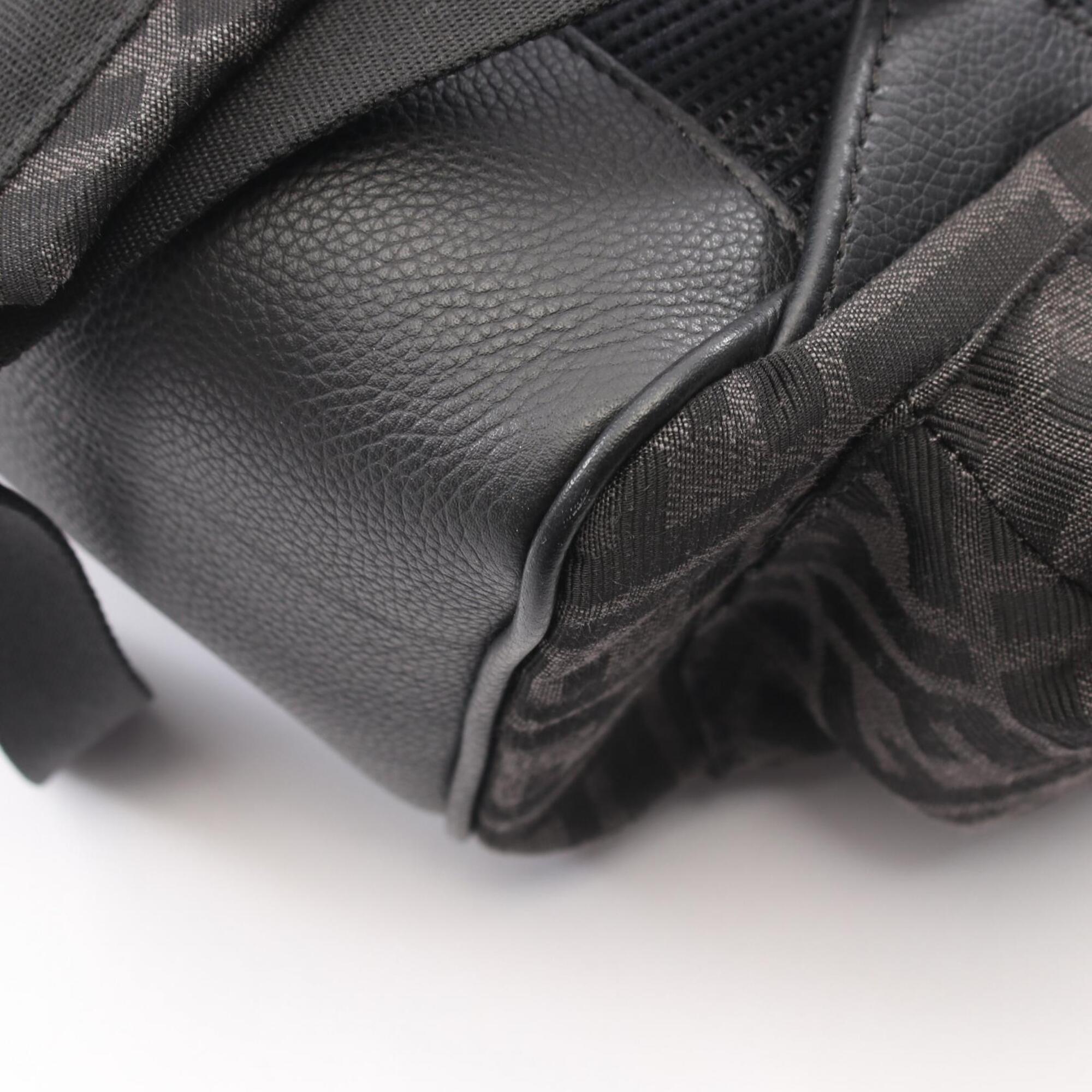 Fendi Black Gray Canvas Leather Backpack (Pre-Owned)