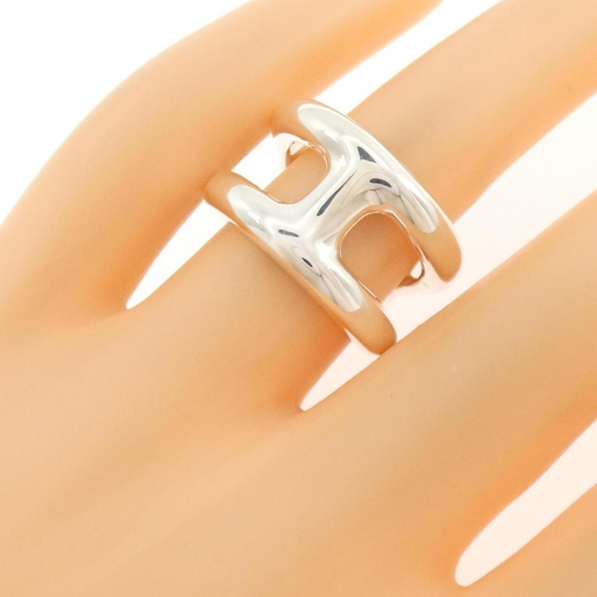 Hermes Silver Silver 925 Band Ring (Pre-Owned)