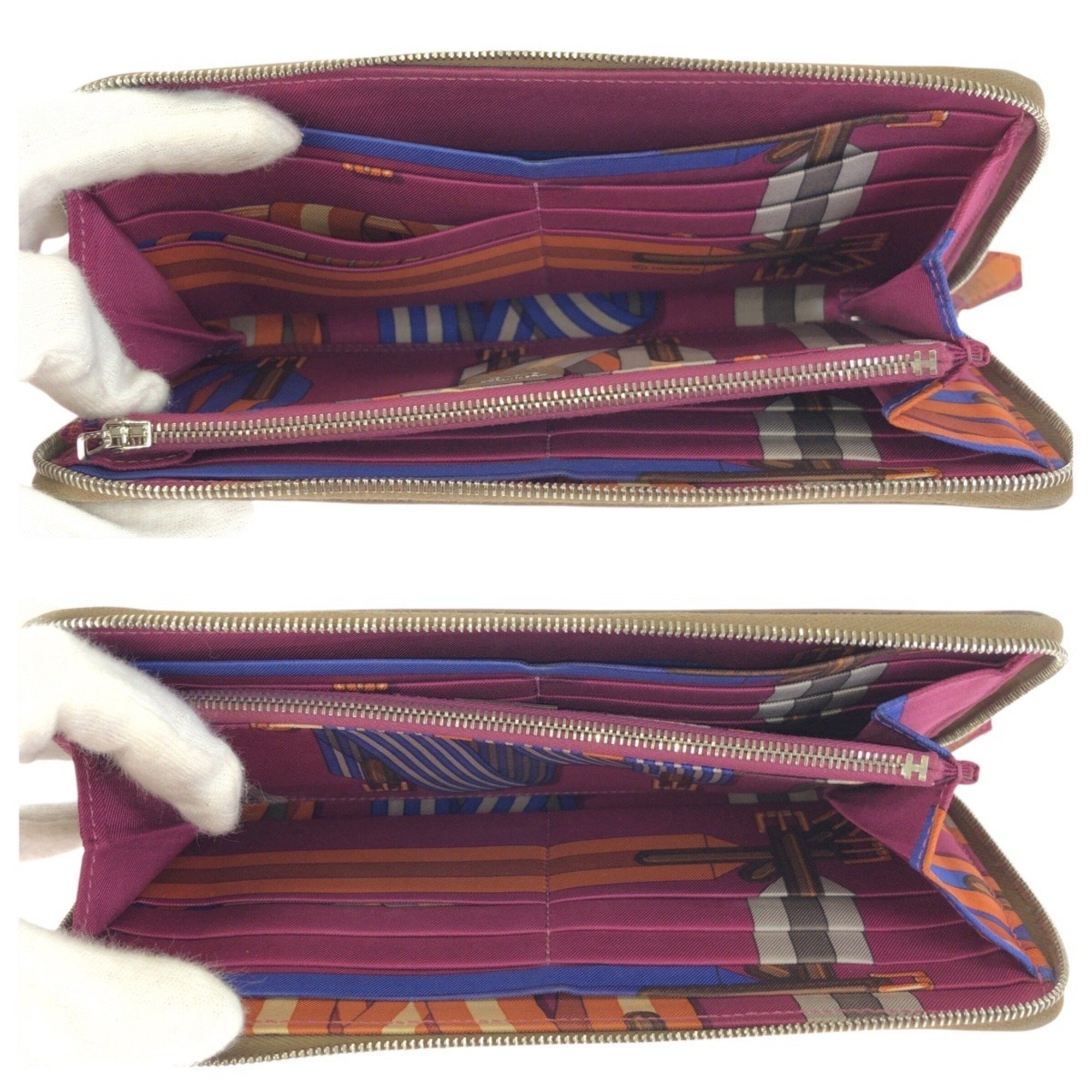 Hermes Beige Etoupe Gray Epsom Leather Long Wallet (Bi-Fold) (Pre-Owned)