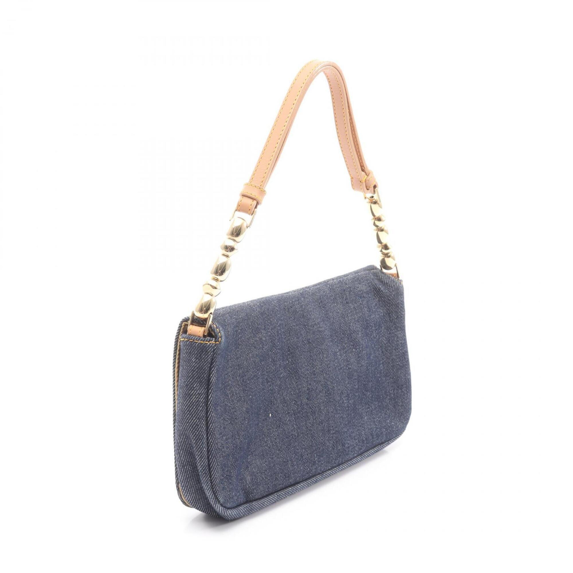 Christian Dior Beige Navy Denim Handbag (Pre-Owned)