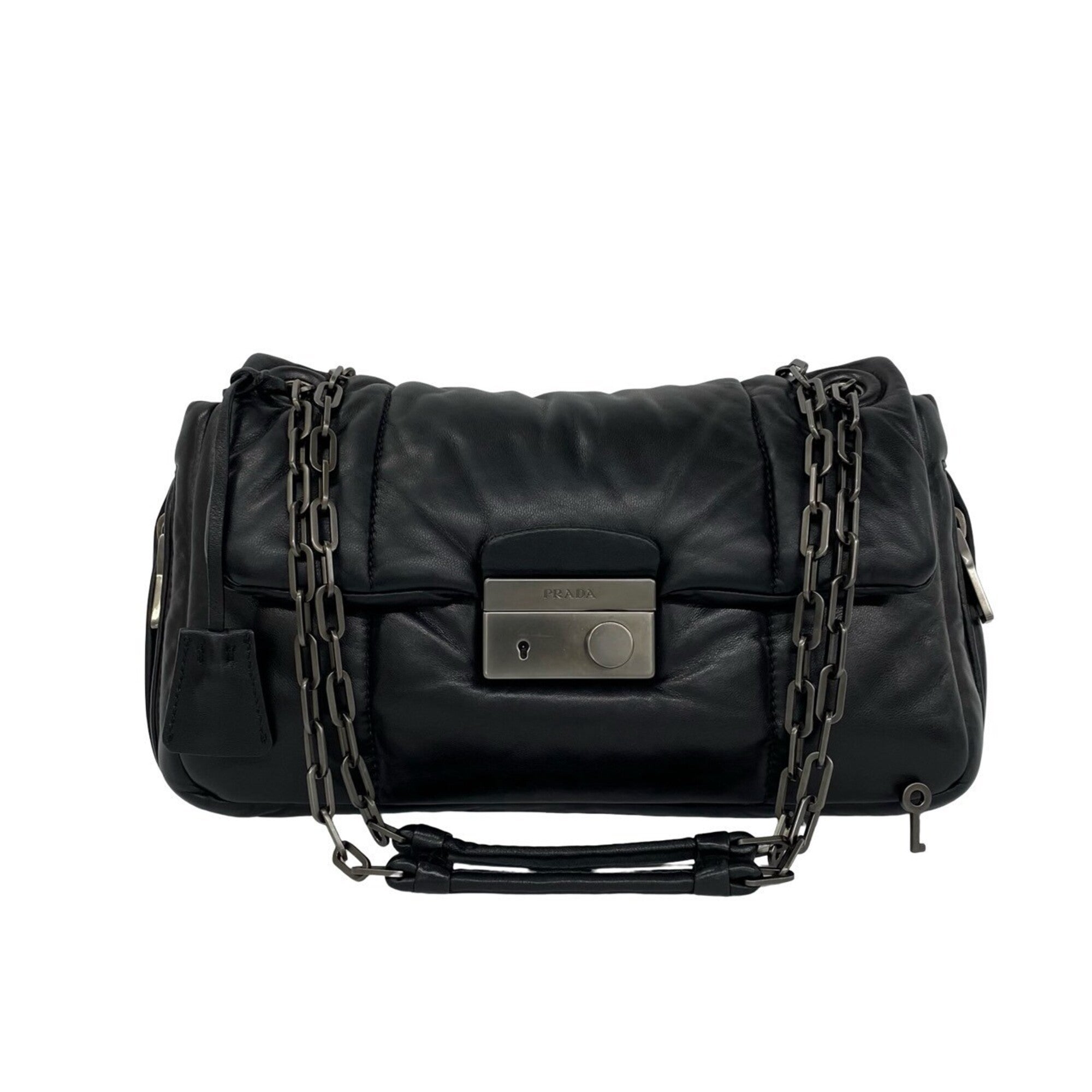 Prada Black Leather Pochette Shoulder Bag (Pre-Owned)