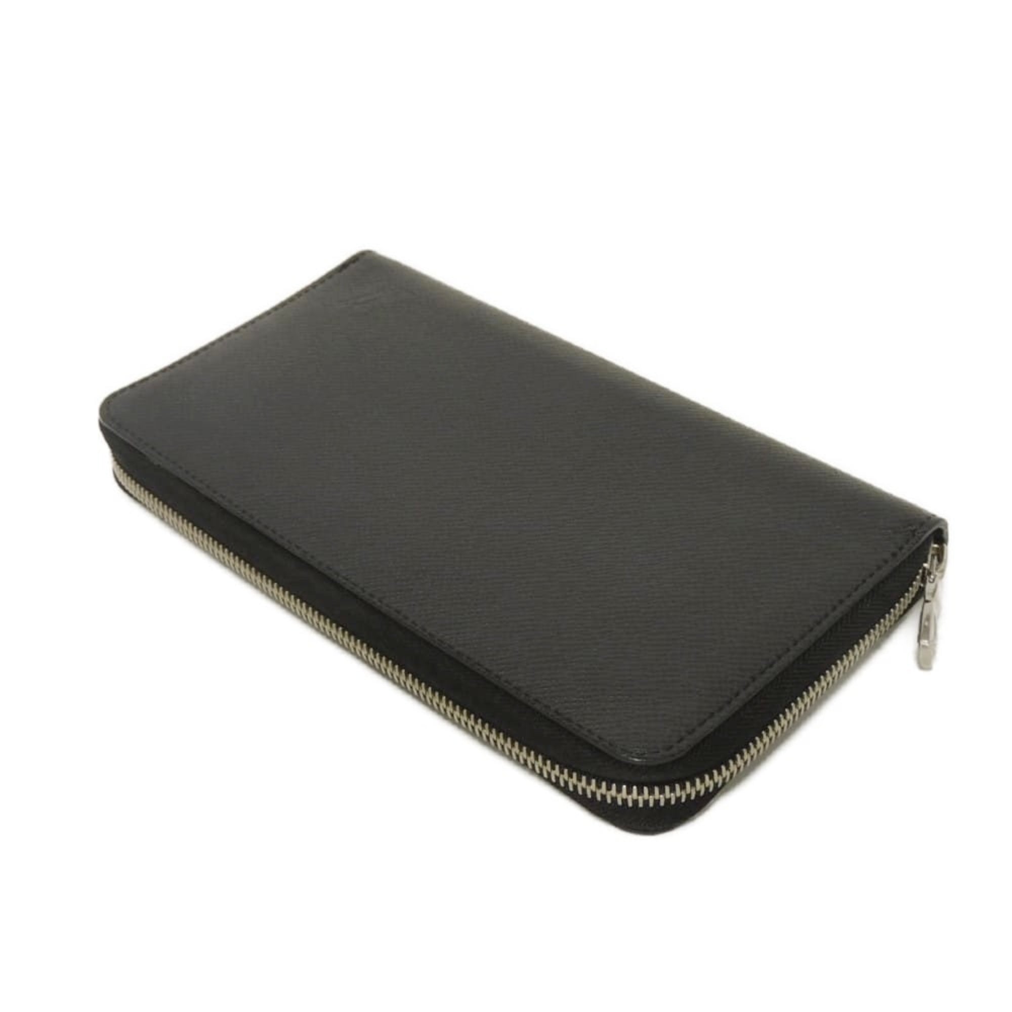 Louis Vuitton Taiga Black Noir Taiga Leather Leather Long Wallet (Bi-Fold) (Pre-Owned)