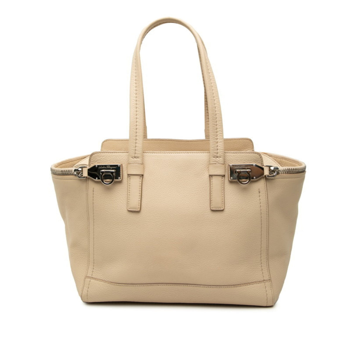 Salvatore Ferragamo Beige Leather Shoulder Bag Tote Bag (Pre-Owned)