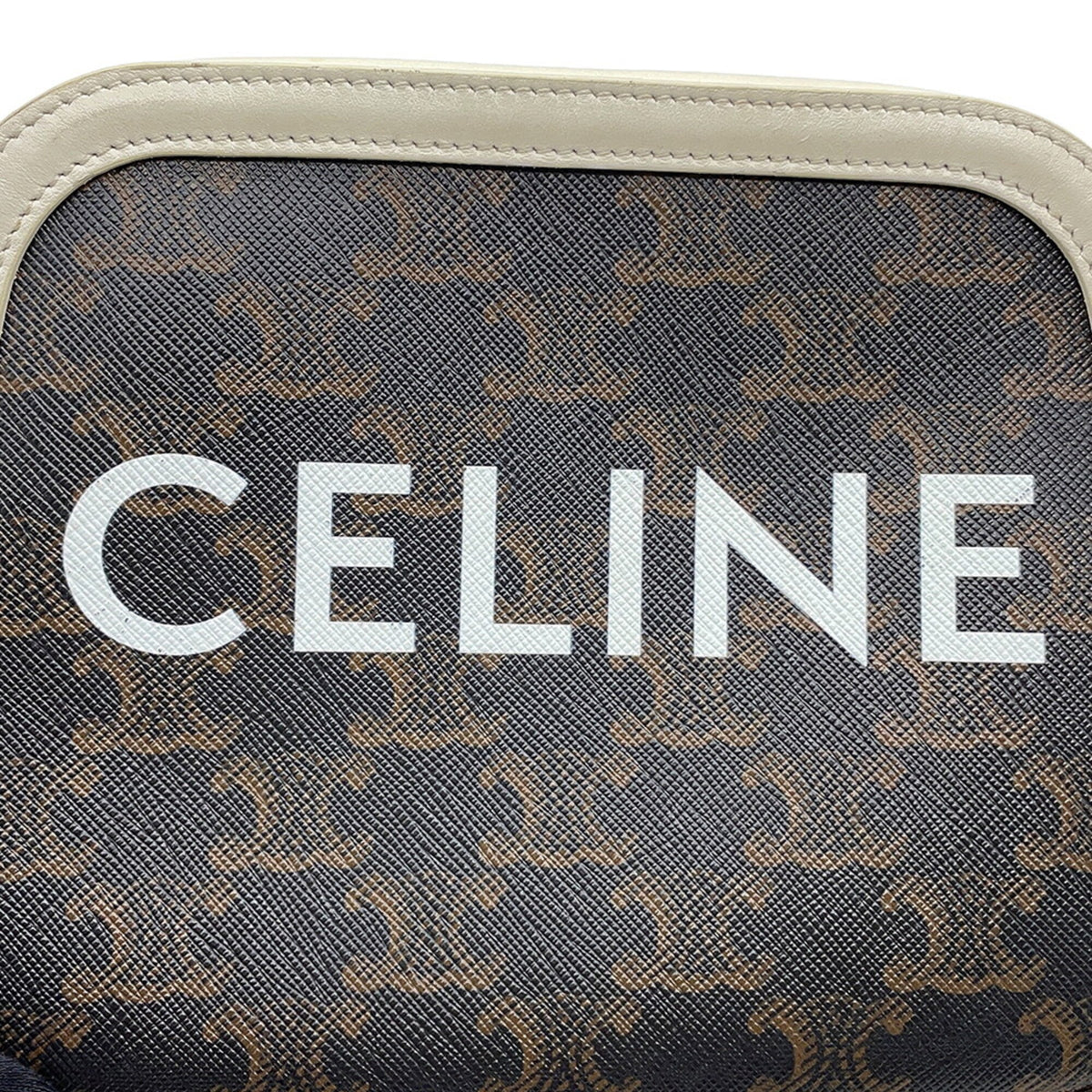 Celine Brown White Pvc Leather Handbag Shoulder Bag (Pre-Owned)