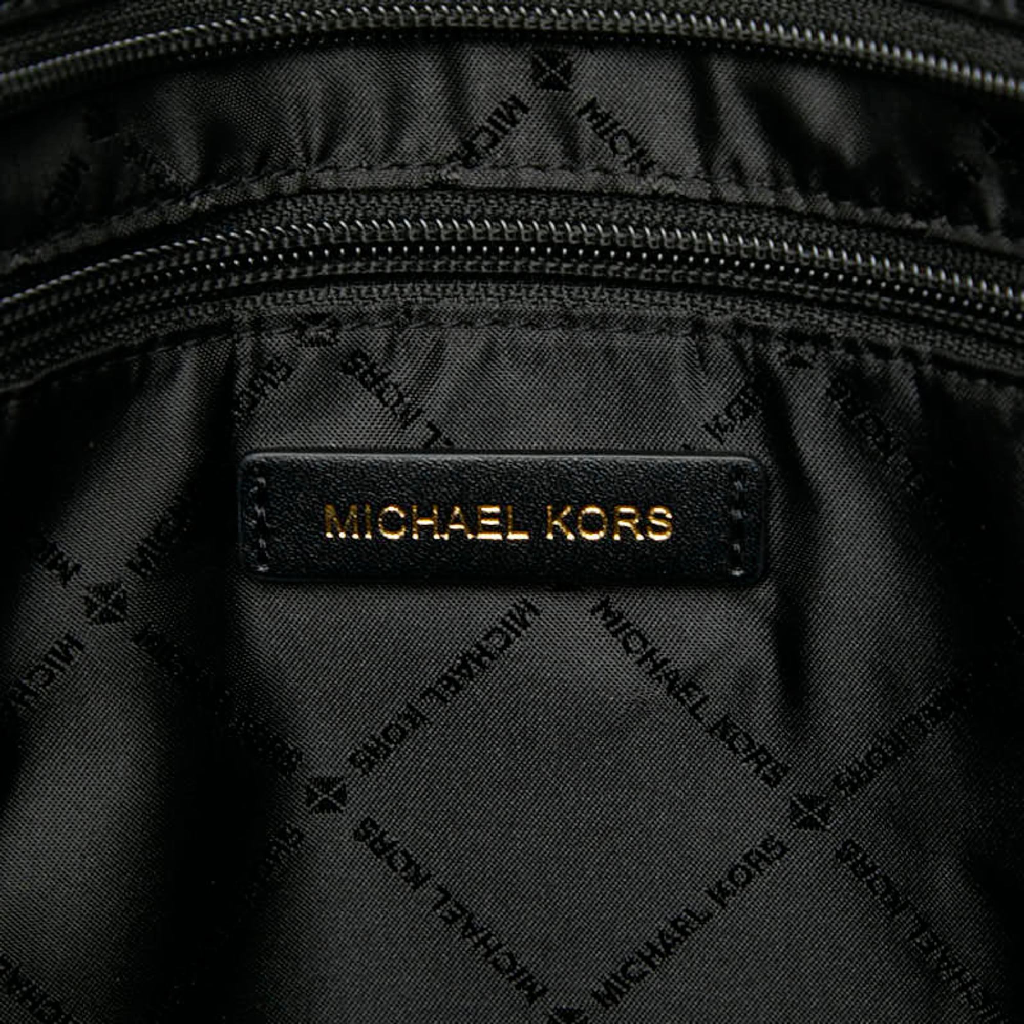 Michael Kors Black White Canvas Leather Tote Bag (Pre-Owned)