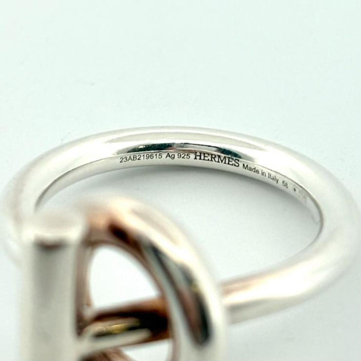 Hermes Silver Silver 925 Band Ring (Pre-Owned)