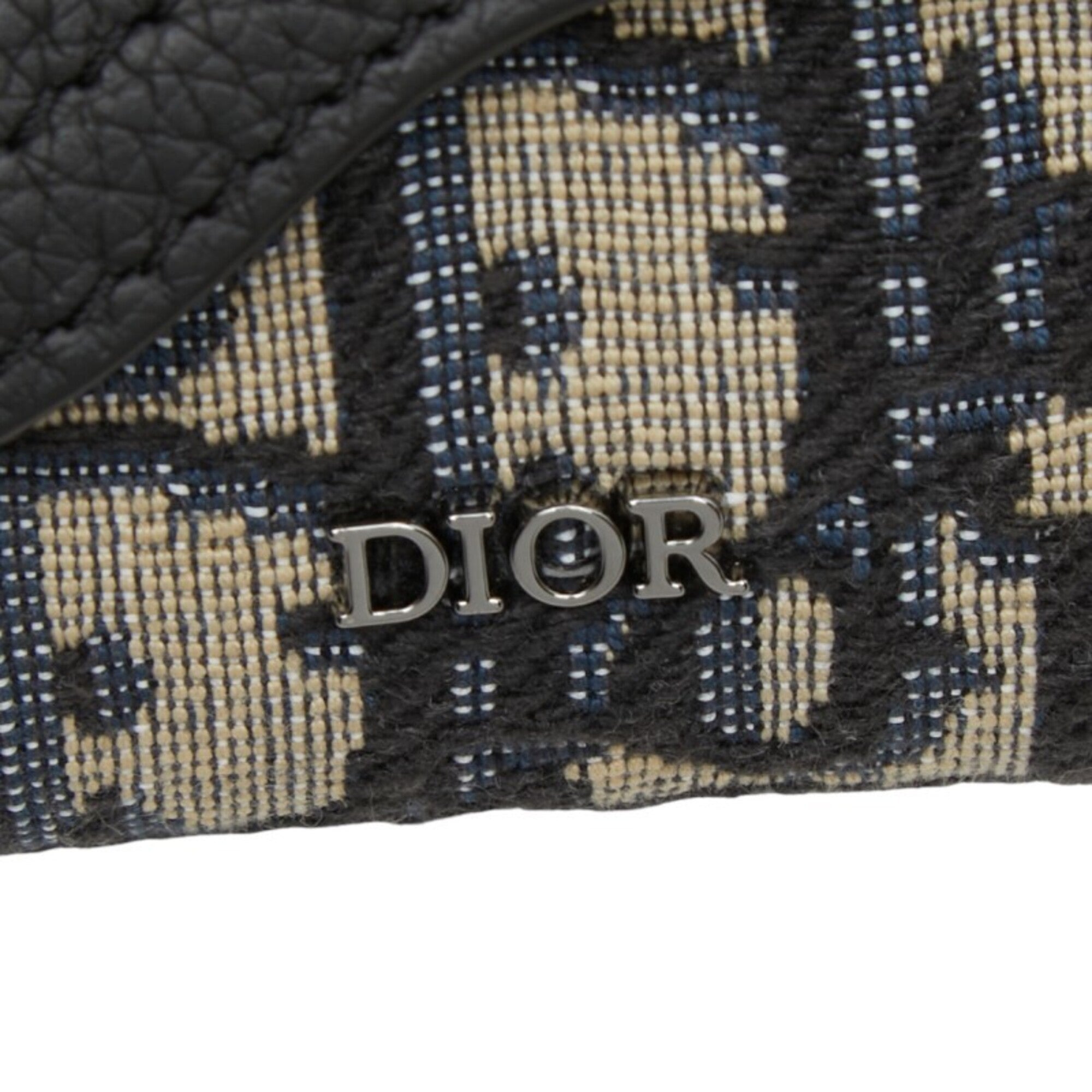 Christian Dior Beige Black Navy Canvas Leather Handbag Pouch Shoulder Bag (Pre-Owned)