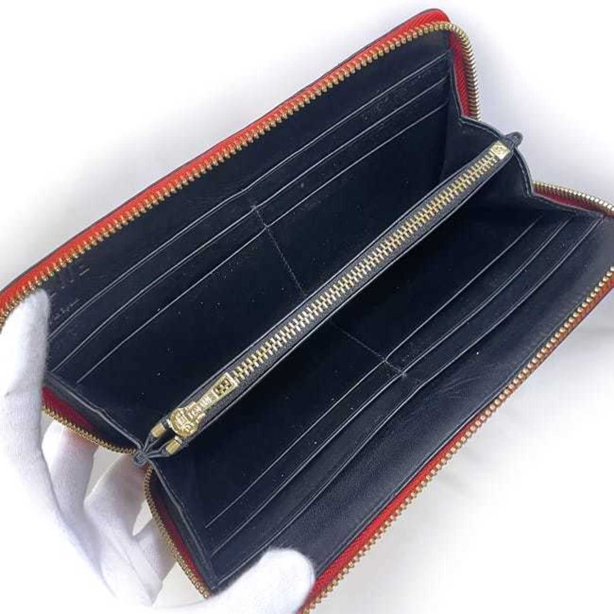 Loewe Repeat Red Color Leather Long Wallet (Bi-Fold) (Pre-Owned)