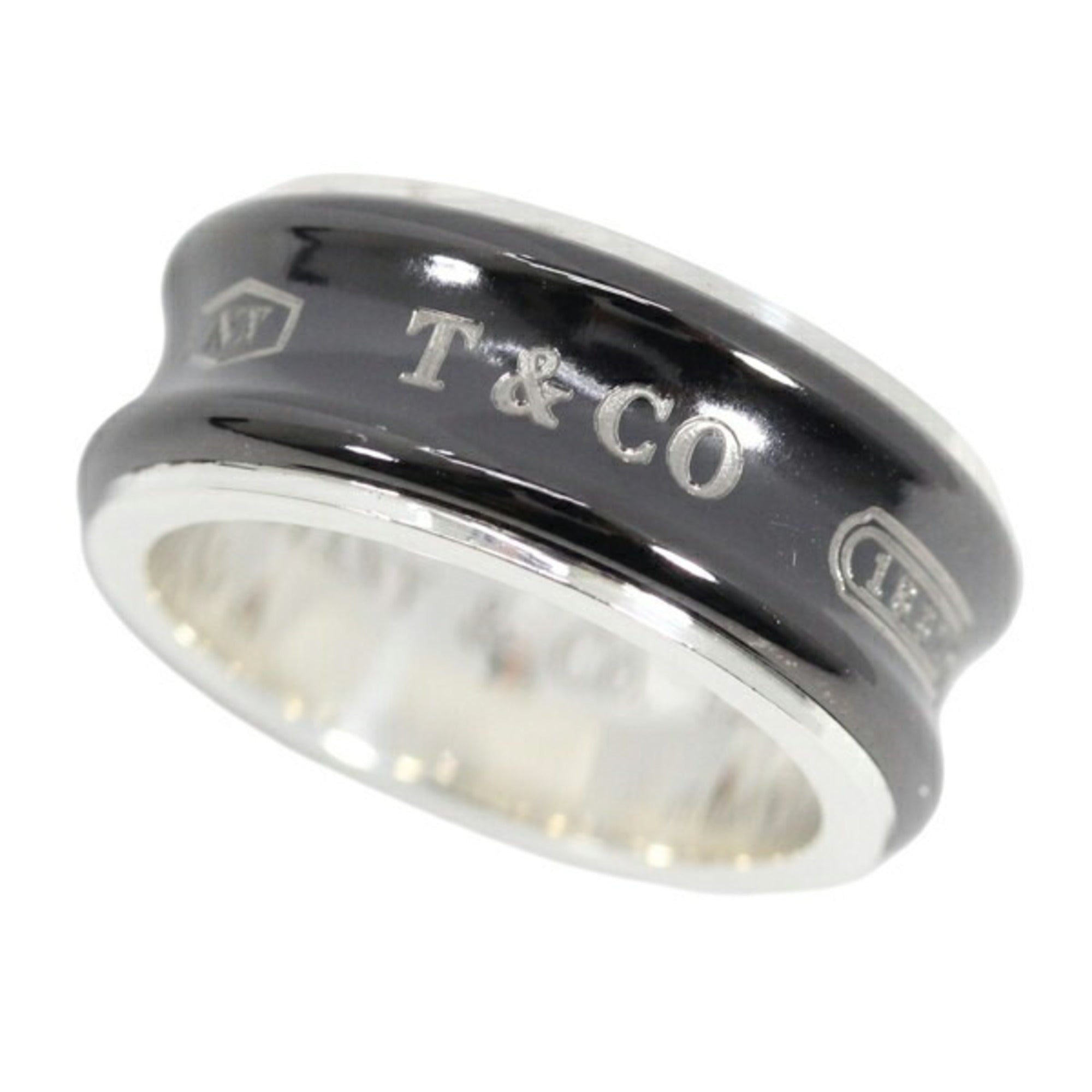 Tiffany Black Silver 925 Titanium Band Ring (Pre-Owned)