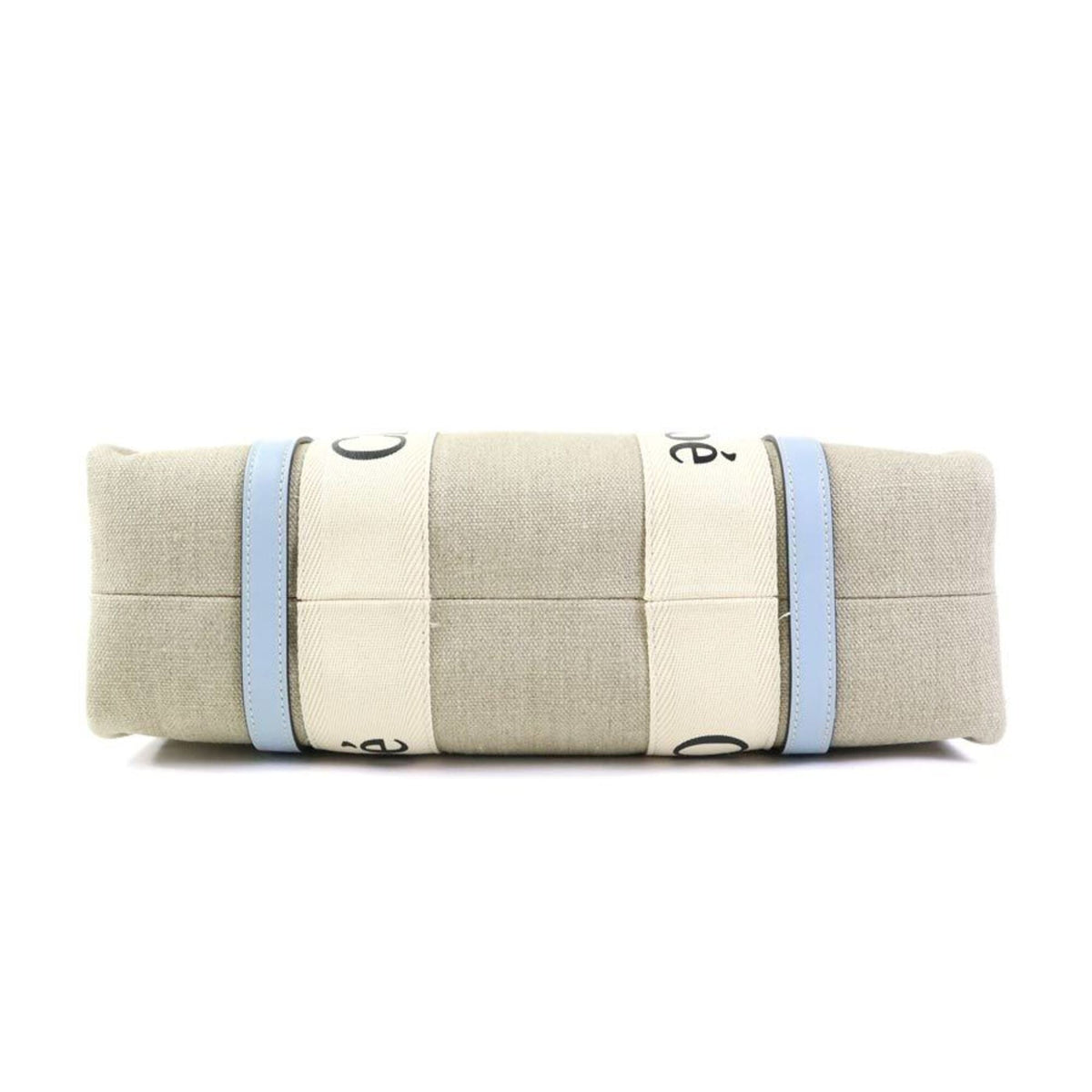 Chloé Beige Light Blue Canvas Leather Tote Bag (Pre-Owned)