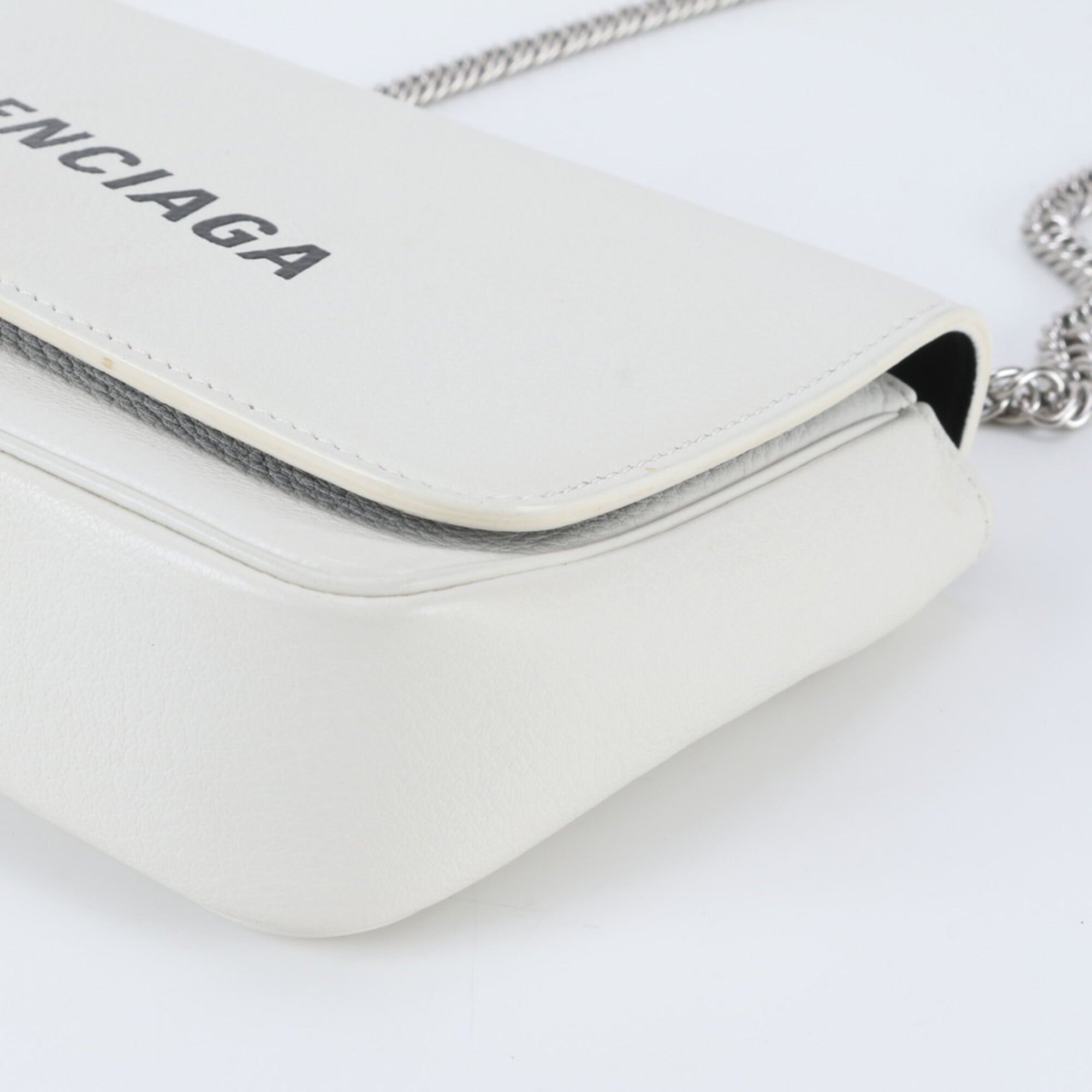 Balenciaga Black White Leather Handbag Shoulder Bag (Pre-Owned)