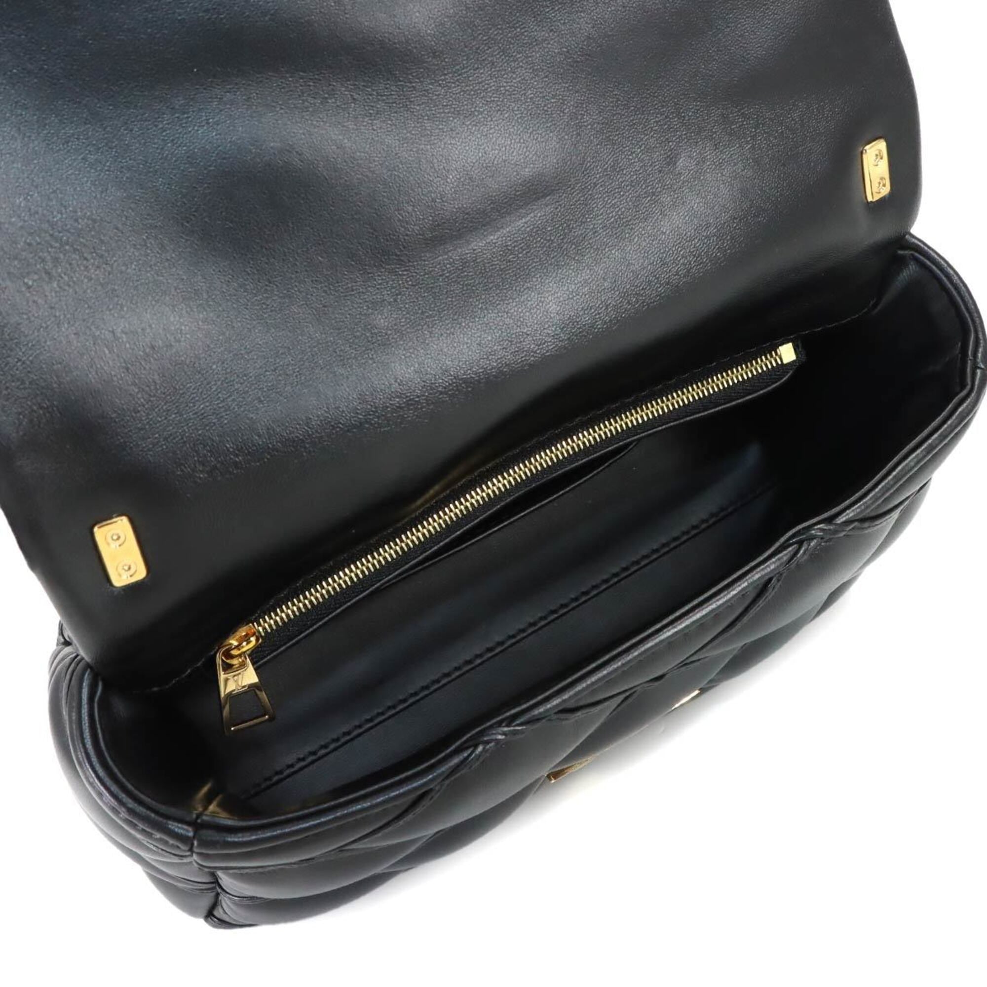Louis Vuitton Noir Leather Handbag Shoulder Bag (Pre-Owned)