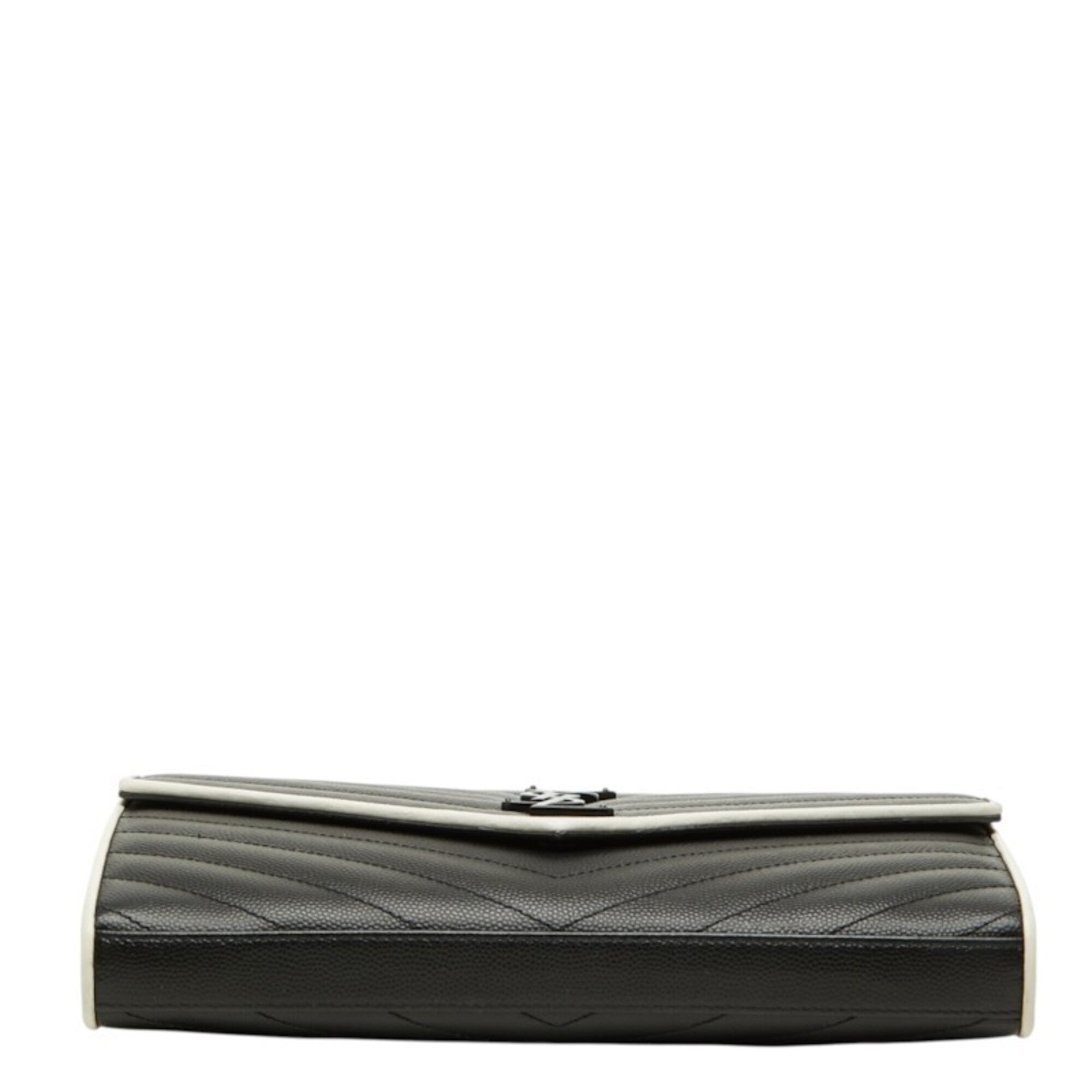 Saint Laurent Black White Leather Shoulder Bag (Pre-Owned)