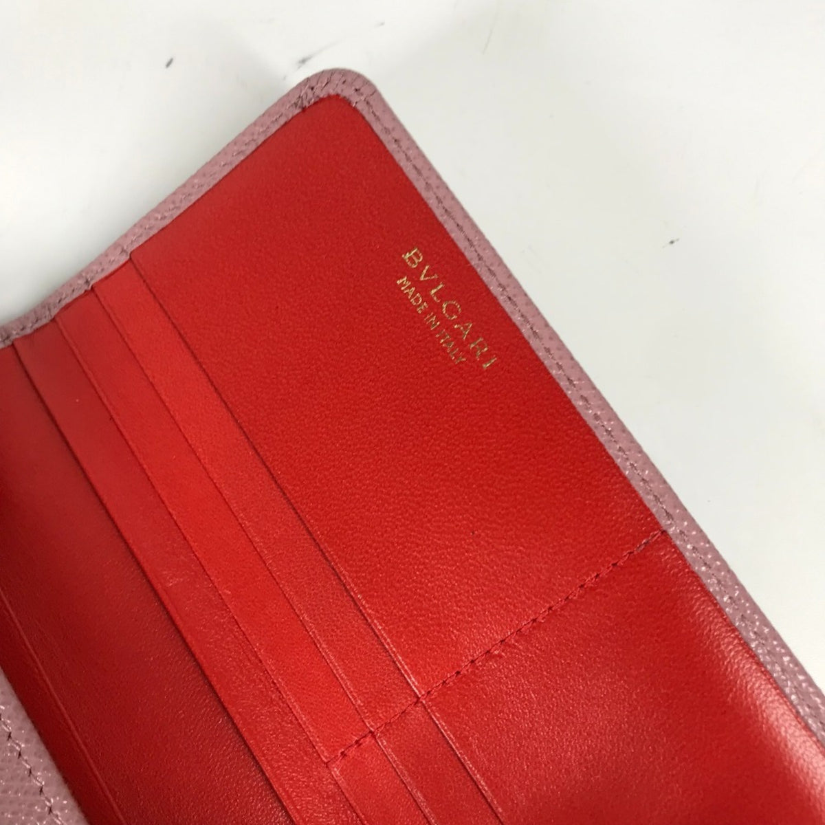 Bvlgari Pink Leather Long Wallet (Bi-Fold) (Pre-Owned)