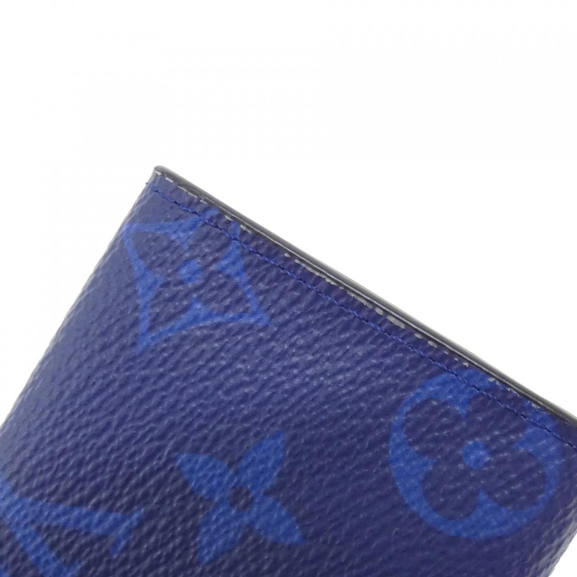 Louis Vuitton Blue Cobalt Coated Canvas Leather Card Wallet (Pre-Owned)