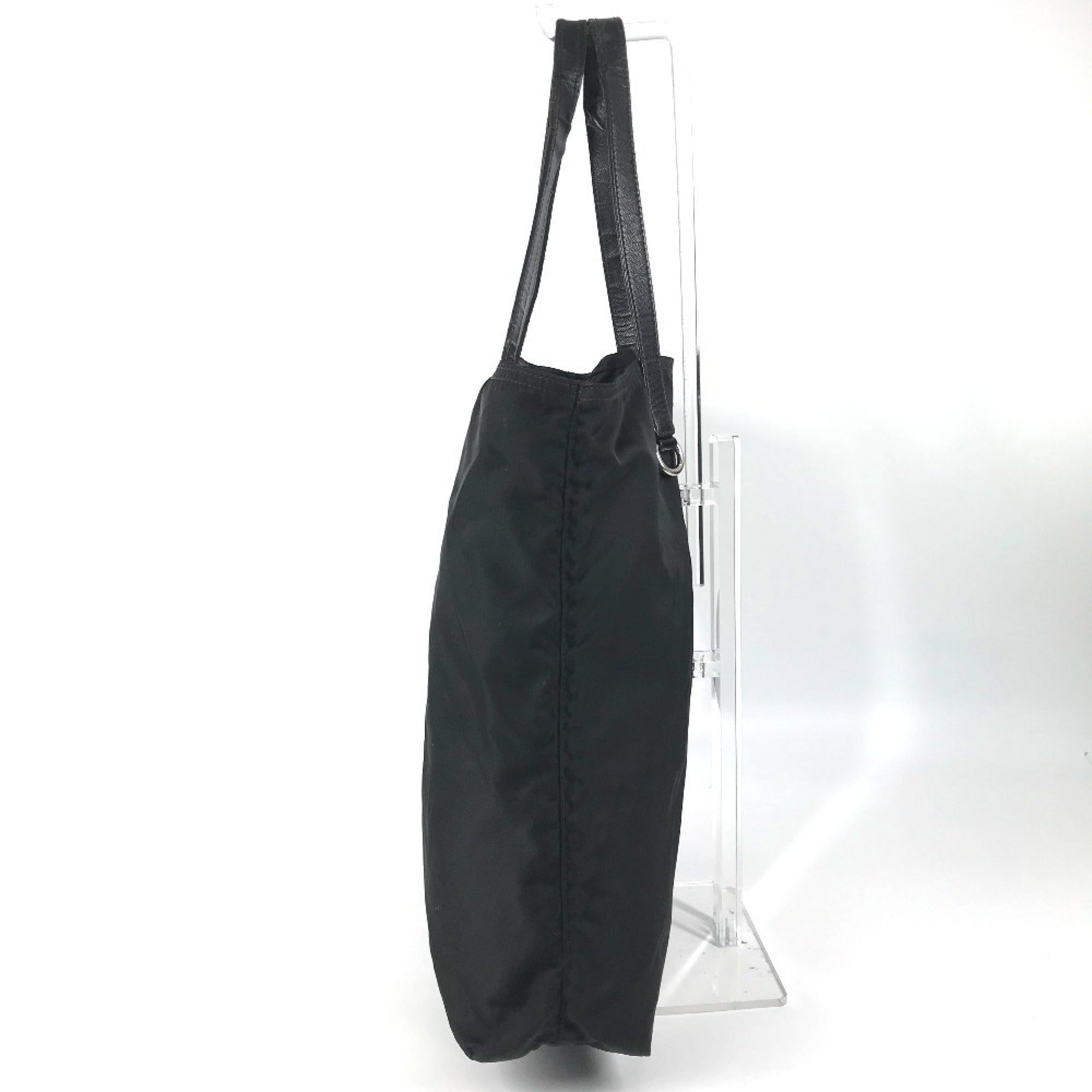 Prada Black Nylon Leather Shoulder Bag Tote Bag (Pre-Owned)