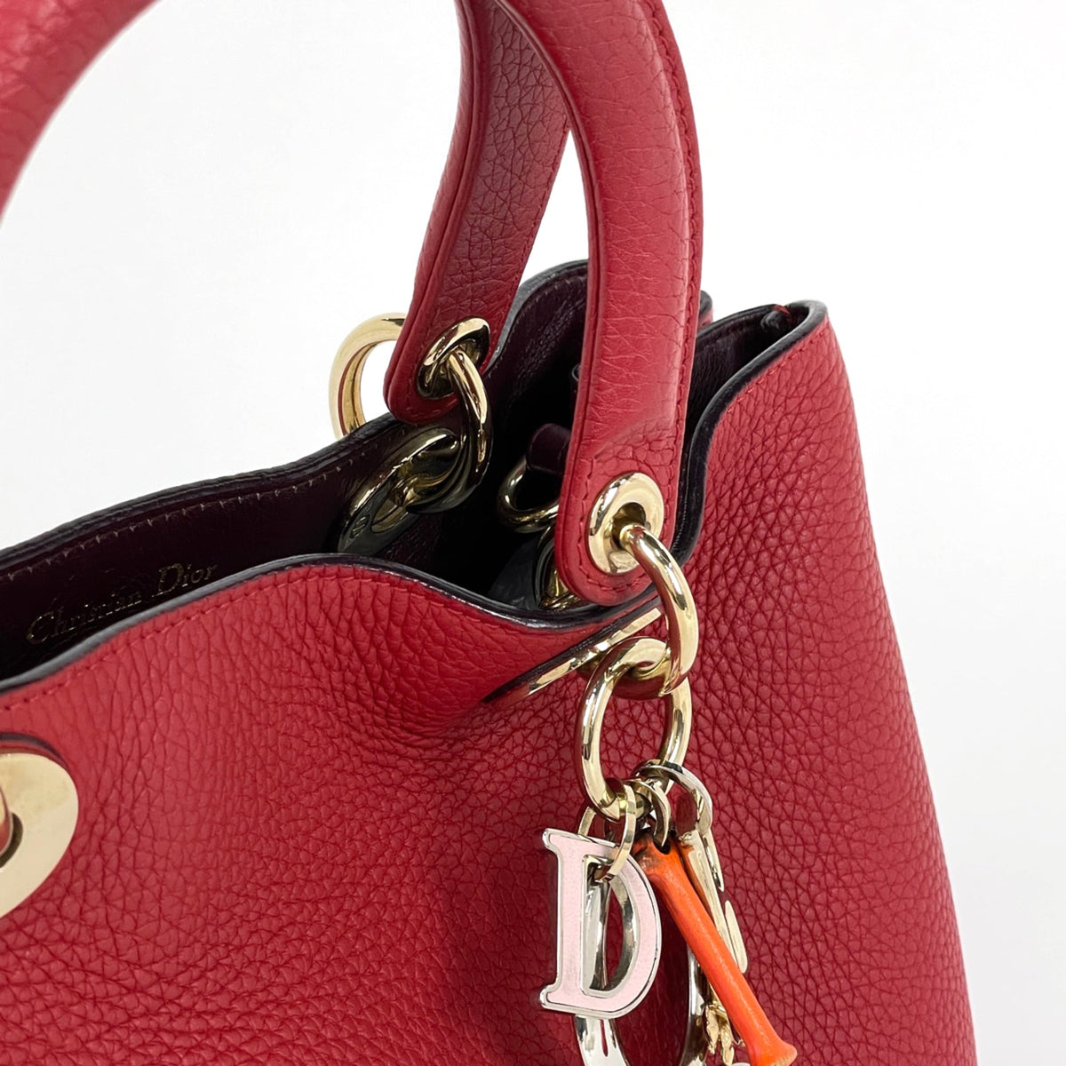 Christian Dior Red Color Leather Handbag (Pre-Owned)