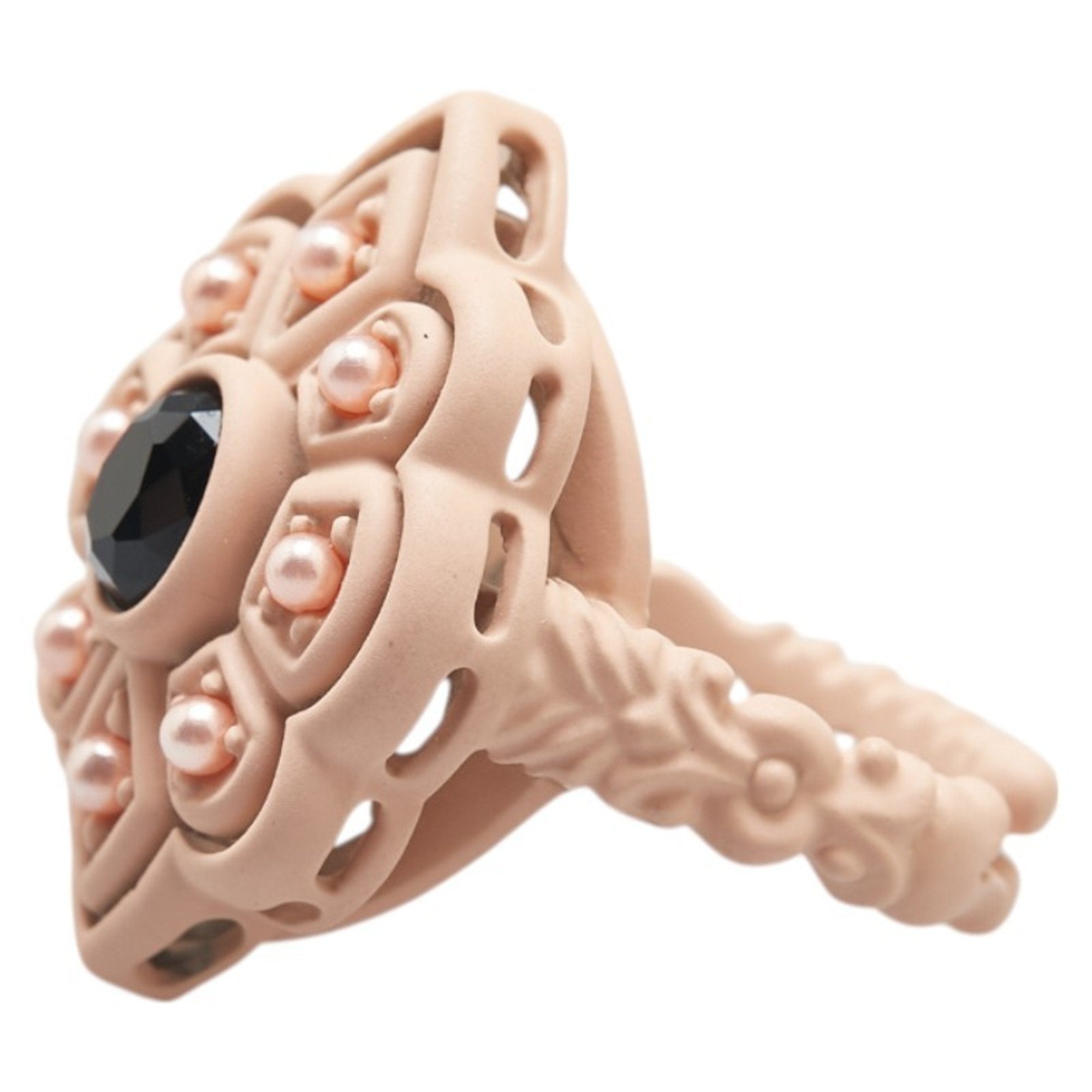 Gucci Pink Artificial Pearl Plastic Band Ring (Pre-Owned)