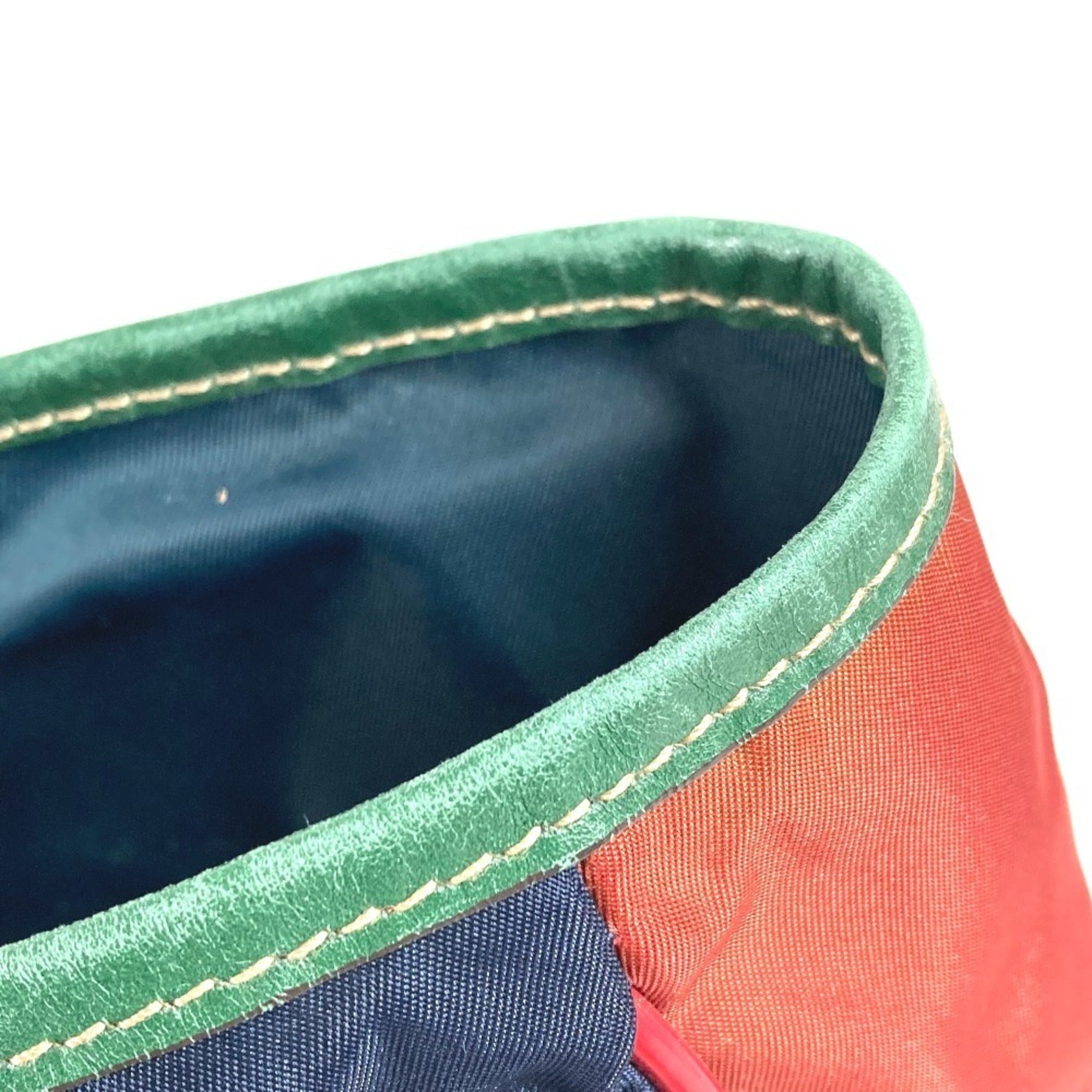 Gucci Navy Red Color Nylon Shoulder Bag Tote Bag (Pre-Owned)
