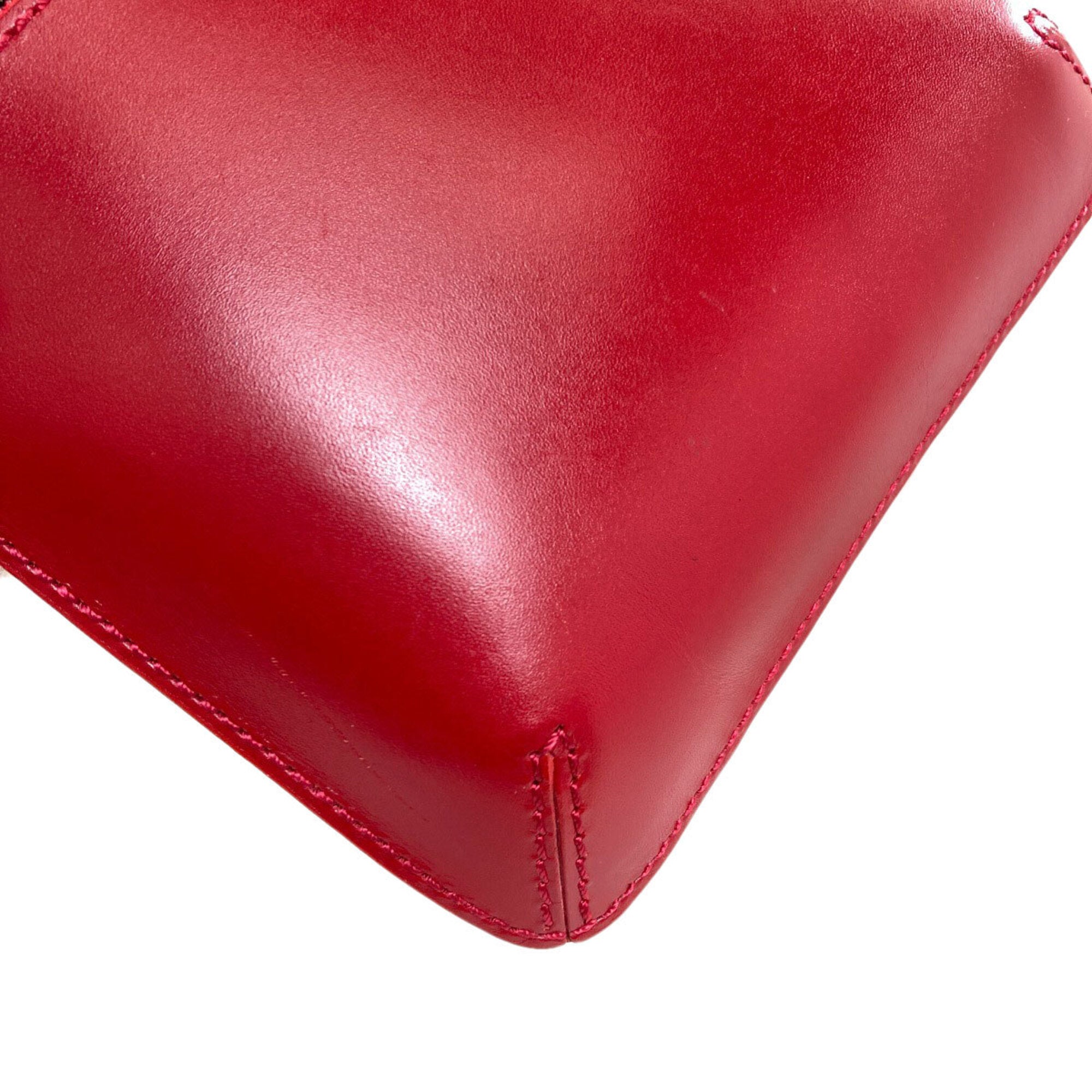 Issey Miyake Red Color Leather Shoulder Bag (Pre-Owned)