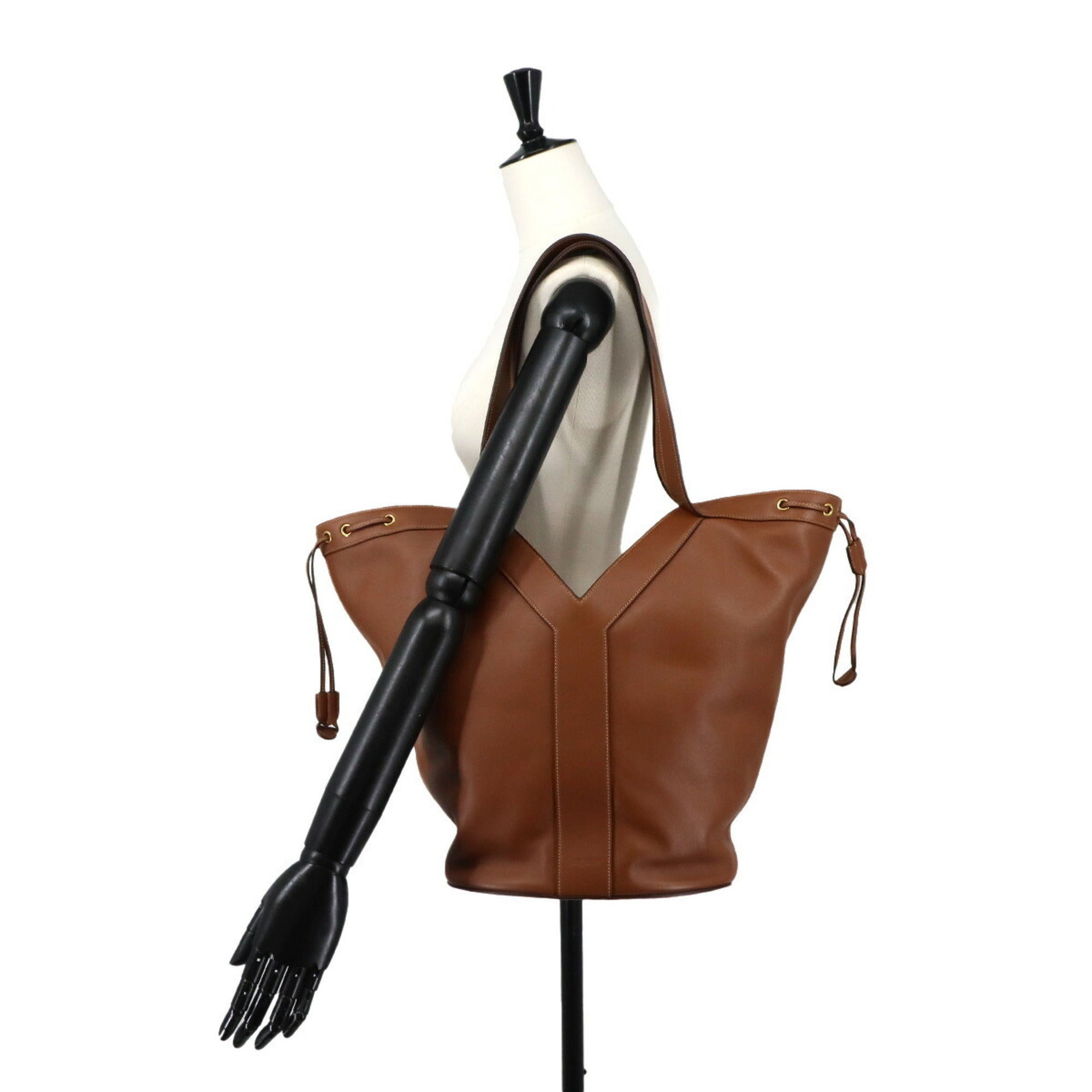 Saint Laurent Brown Leather Handbag Tote Bag (Pre-Owned)