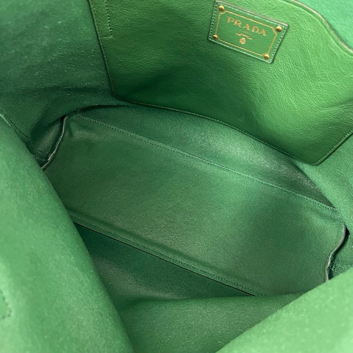 Prada Green Leather Shoulder Bag Tote Bag (Pre-Owned)