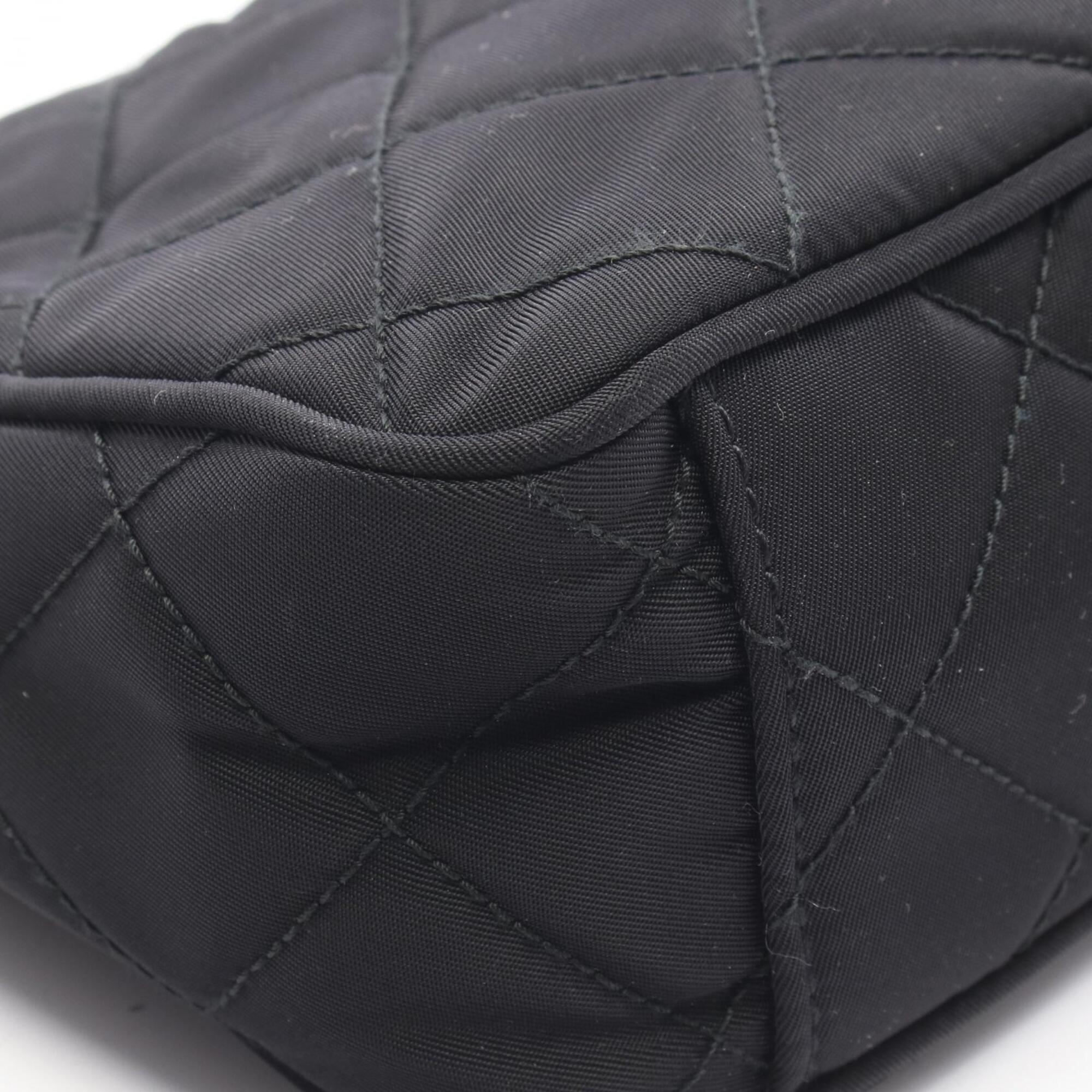 Prada Black Nylon Leather Handbag Shoulder Bag (Pre-Owned)