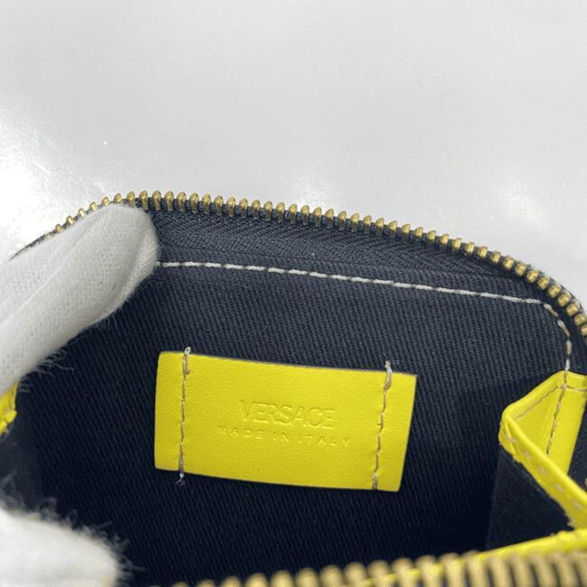 Versace Yellow Leather Coin Purse/Coin Case (Pre-Owned)