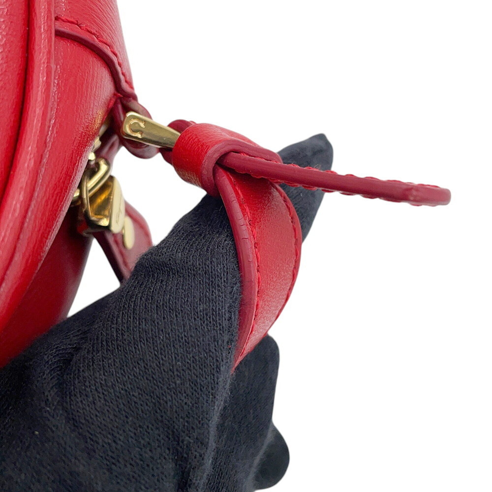 Salvatore Ferragamo Red Color Leather Handbag Shoulder Bag (Pre-Owned)