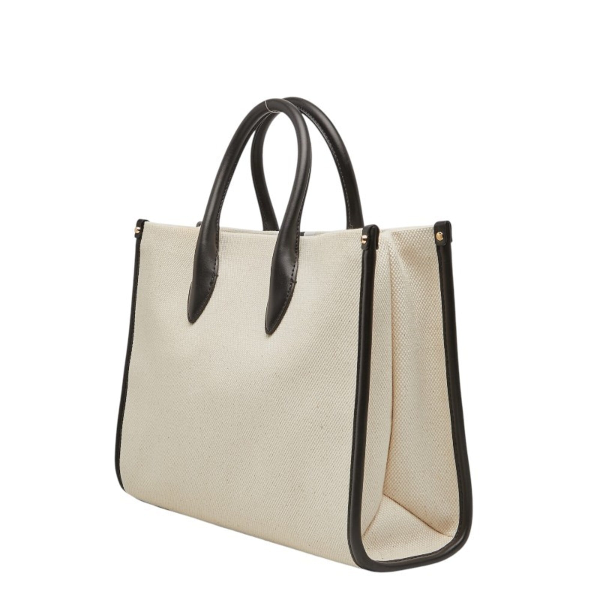 Michael Kors Beige Black Leather Canvas Handbag Shoulder Bag (Pre-Owned)