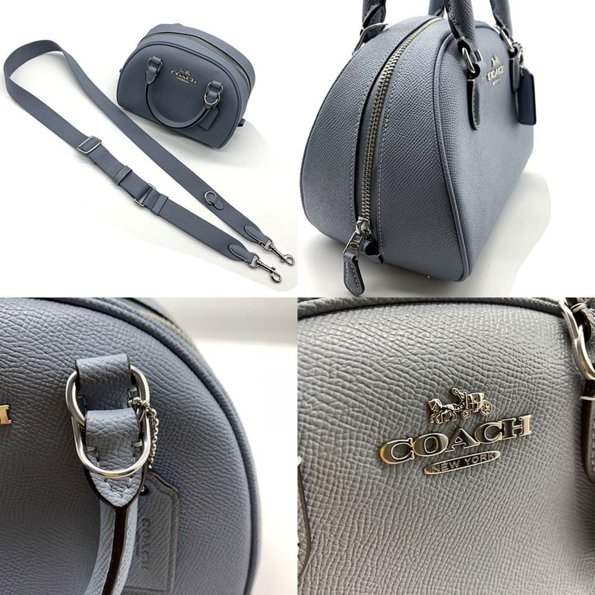 Coach Blue Gray Leather Handbag Shoulder Bag (Pre-Owned)