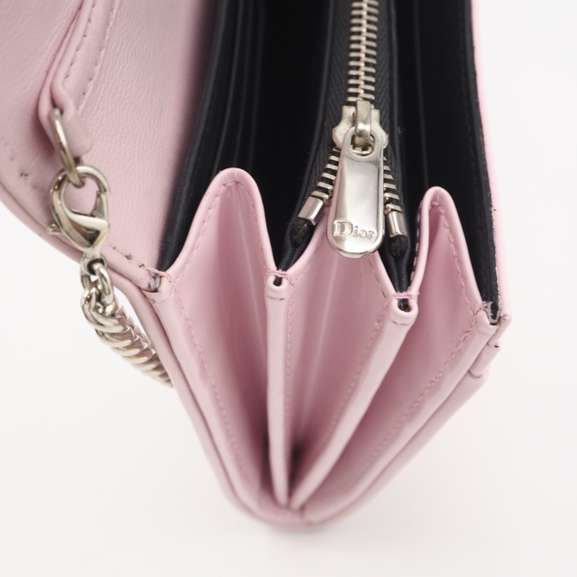 Christian Dior Pink Leather Chain/Shoulder Wallet (Pre-Owned)