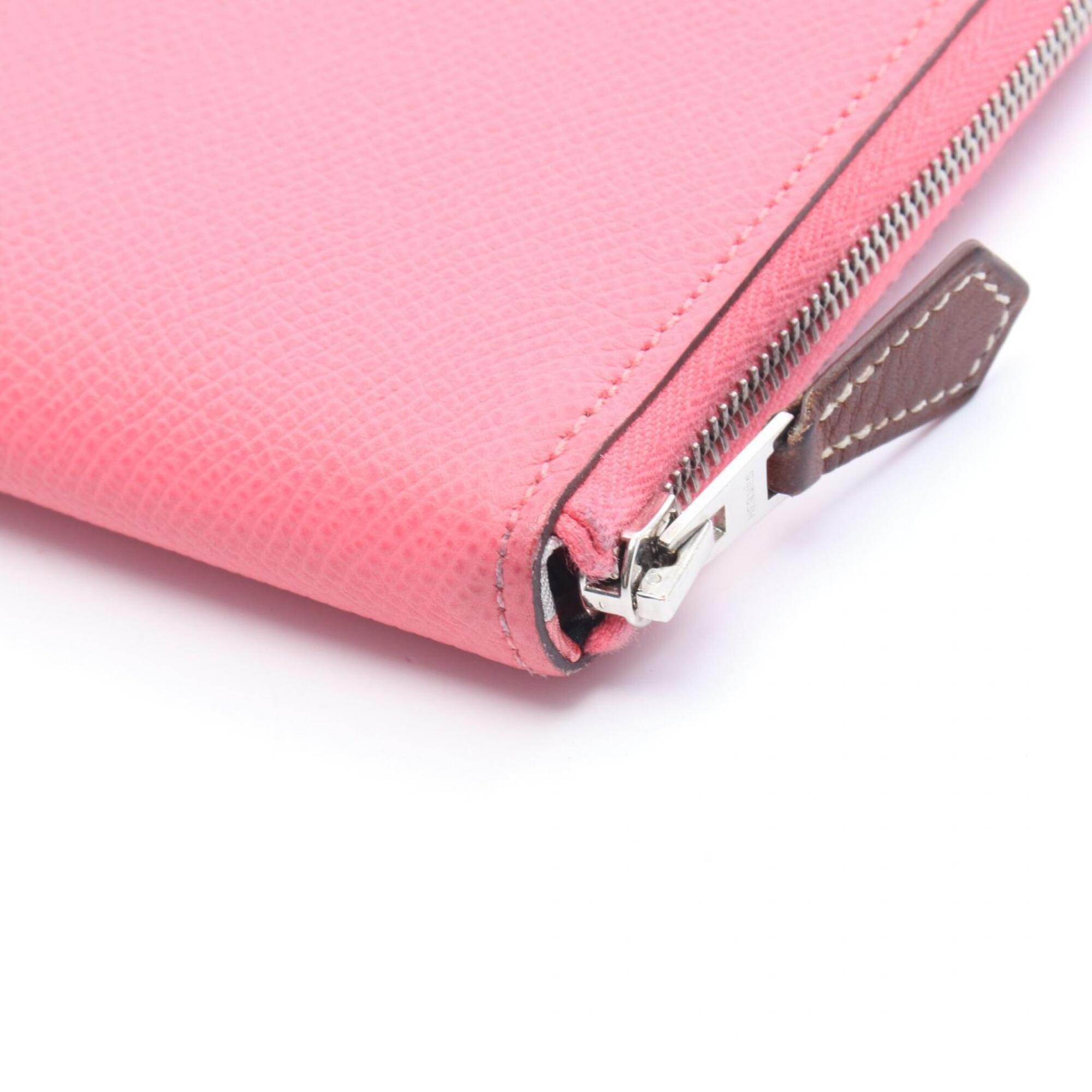 Hermes Pink Rose Azalee Epsom Leather Leather Long Wallet (Bi-Fold) (Pre-Owned)