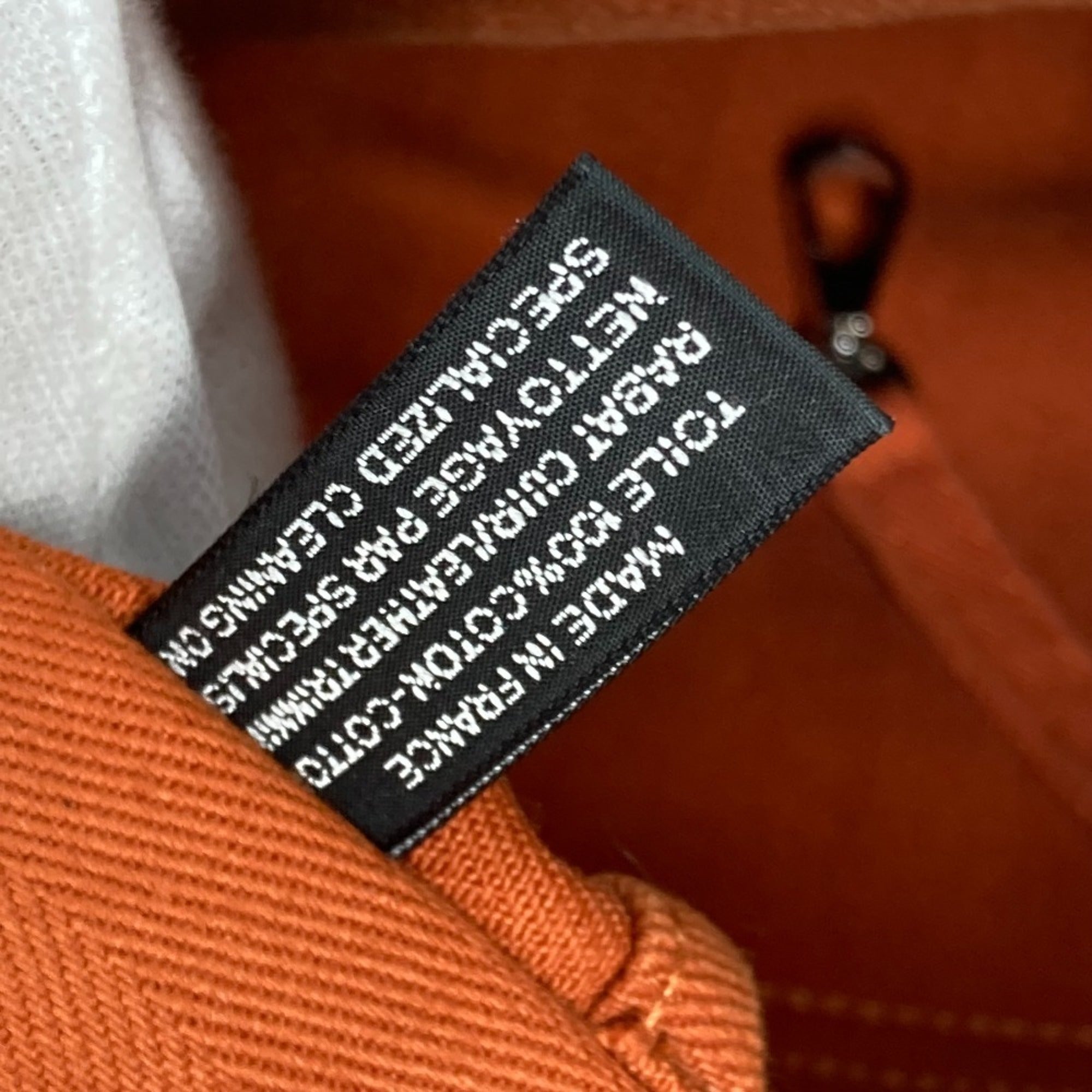 Hermes Orange Canvas Leather Handbag Pouch Tote Bag (Pre-Owned)