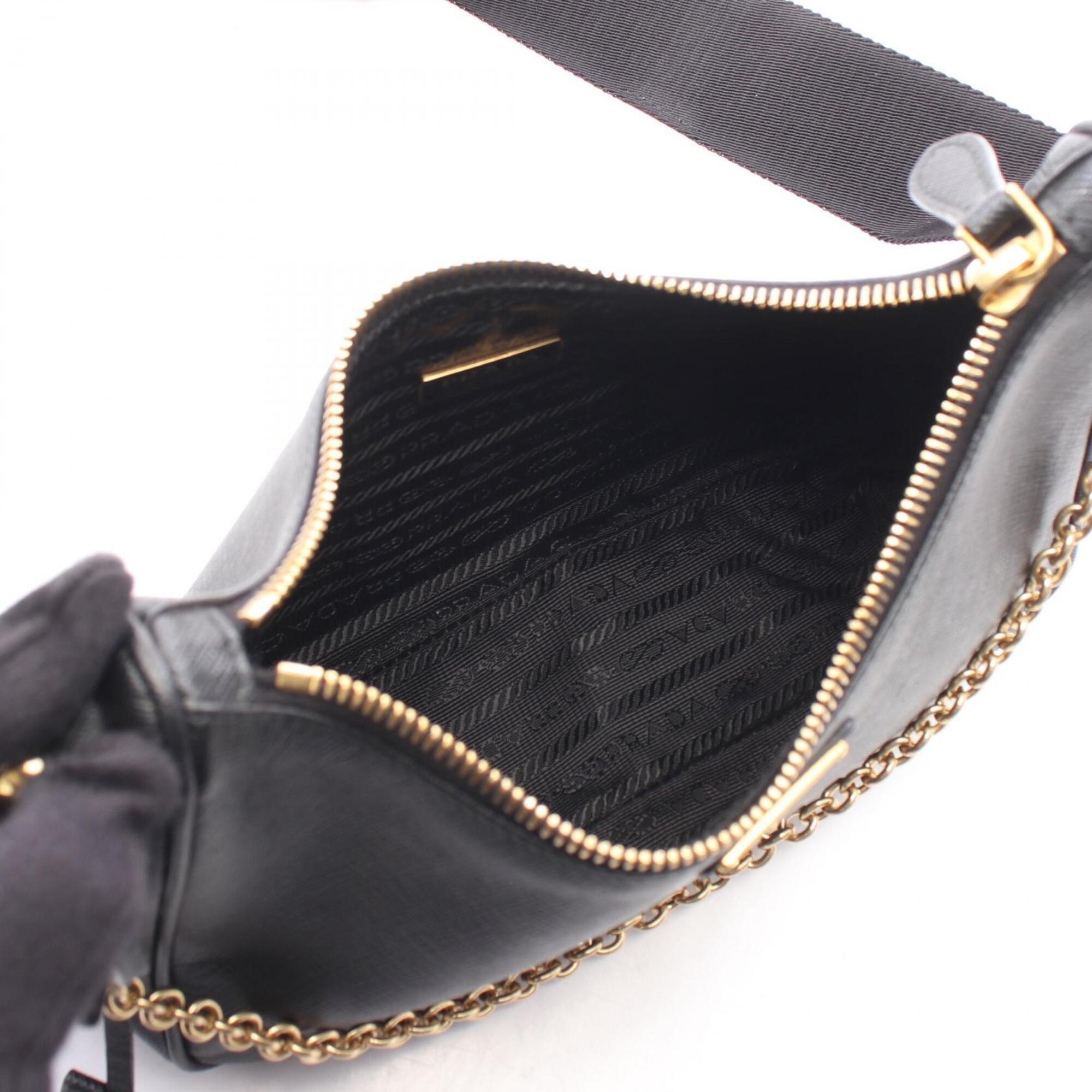 Prada Black Saffiano Triangle Handbag Pouch Shoulder Bag (Pre-Owned)