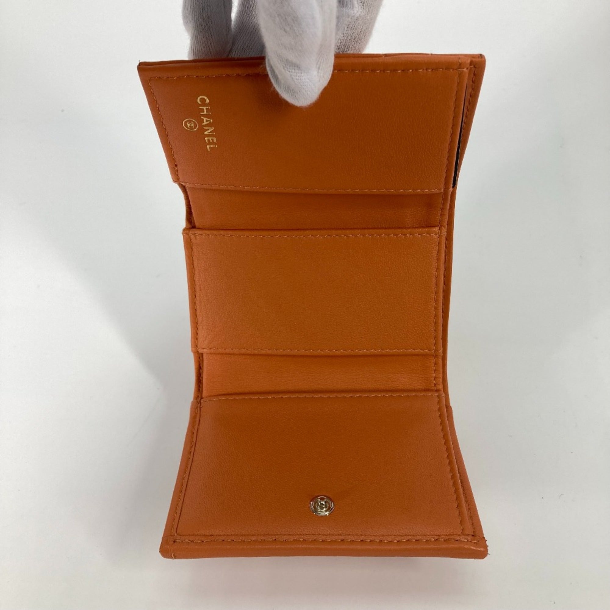 Chanel Orange Leather Wallet (Tri-Fold) (Pre-Owned)