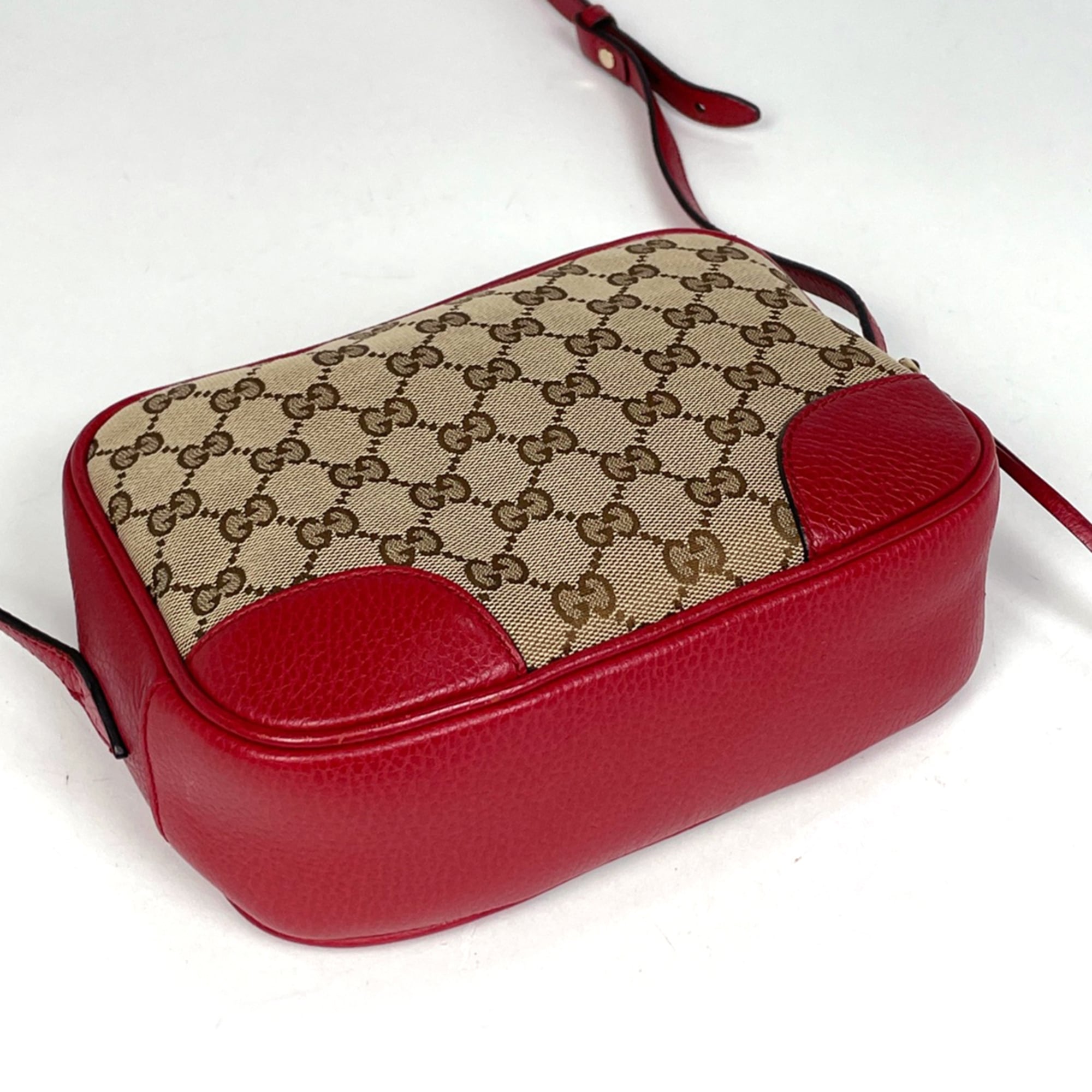 Gucci Gg Canvas Brown Red Color Gg Canvas Leather Shoulder Bag (Pre-Owned)