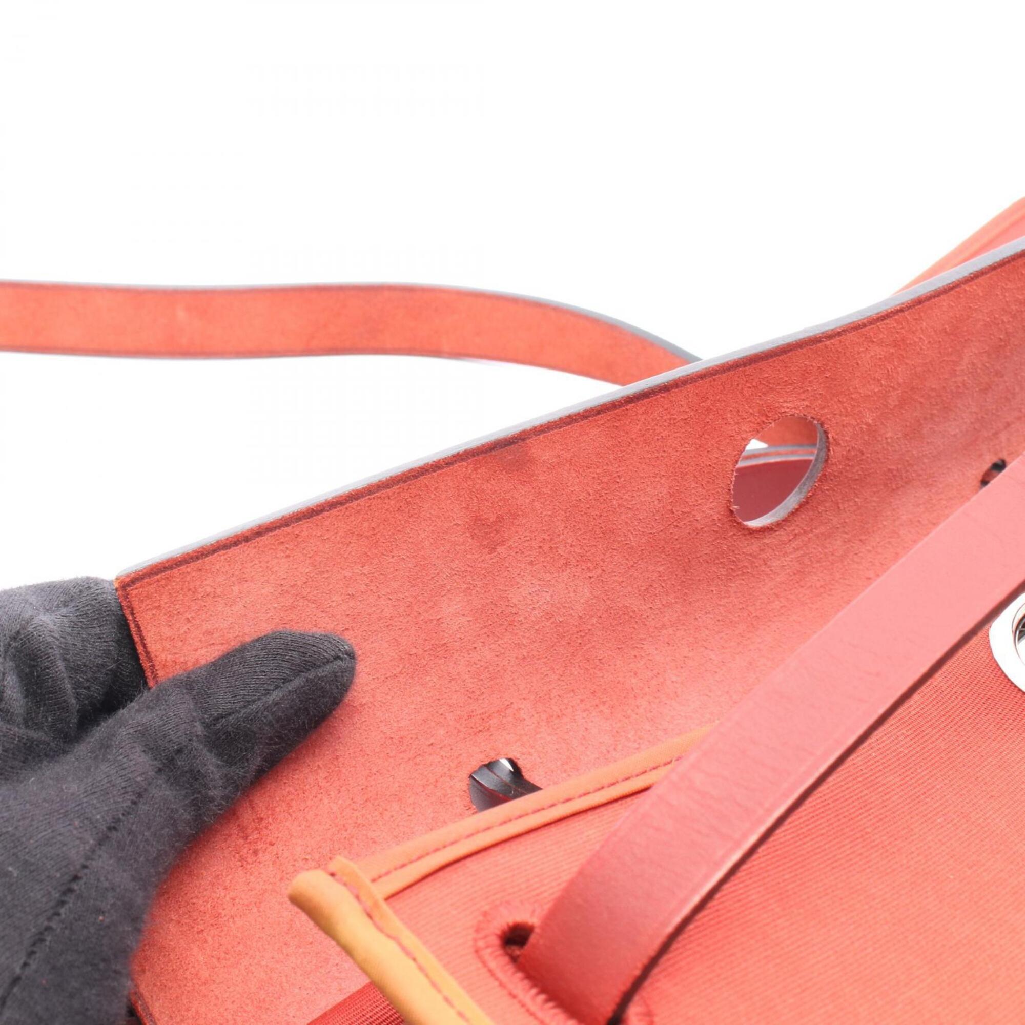 Hermes Red Color Rouge H Toile Officier Leather Handbag (Pre-Owned)