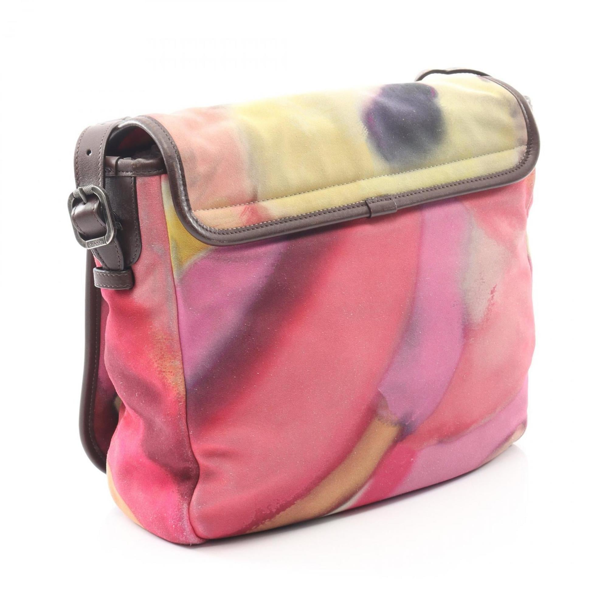 Chanel Brown Multi-Color Suede Leather Shoulder Bag (Pre-Owned)