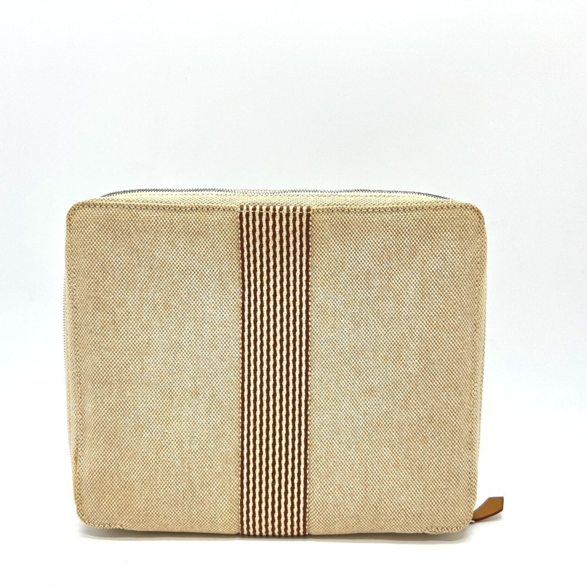 Hermes Beige Brown Yellow Toile H Pouch (Pre-Owned)