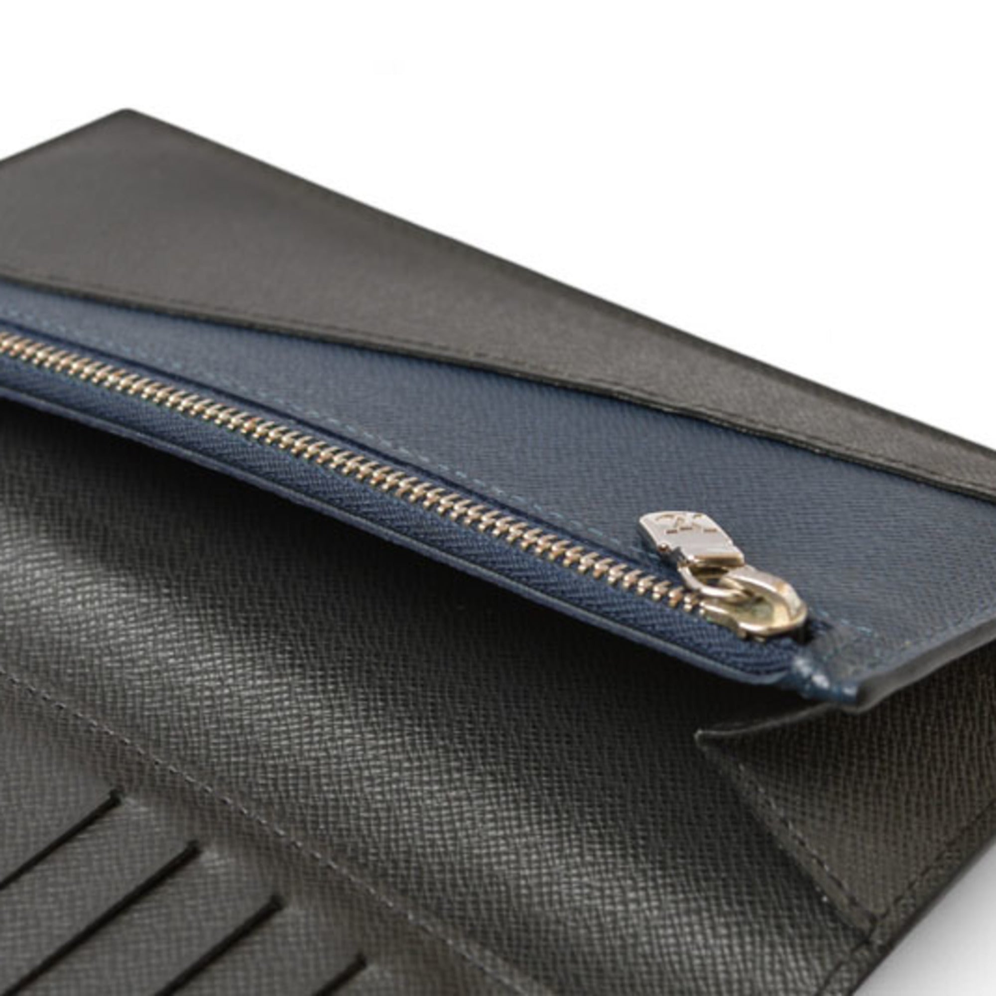 Louis Vuitton Ardoise Navy Leather Long Wallet (Bi-Fold) (Pre-Owned)
