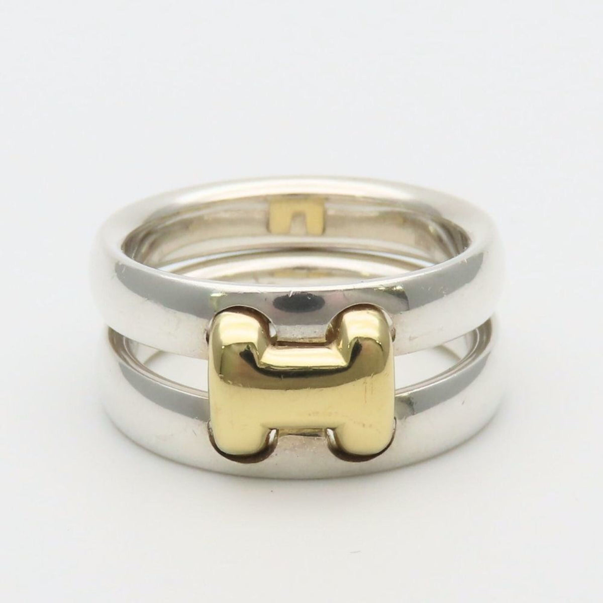 Hermes Gold Silver Yellow Gold (18K) Silver 925 Band Ring (Pre-Owned)
