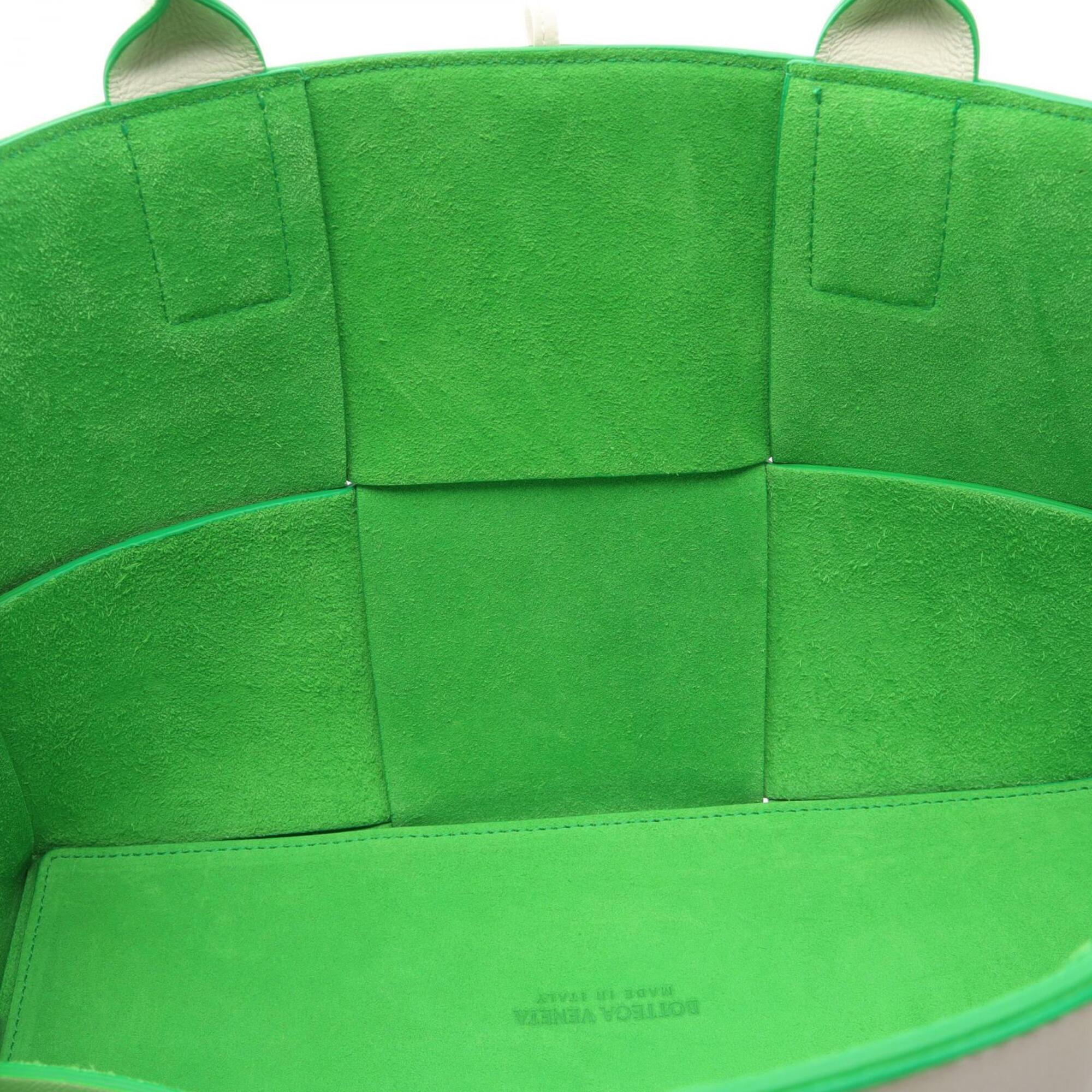 Bottega Veneta Green White Leather Handbag Pouch Tote Bag (Pre-Owned)