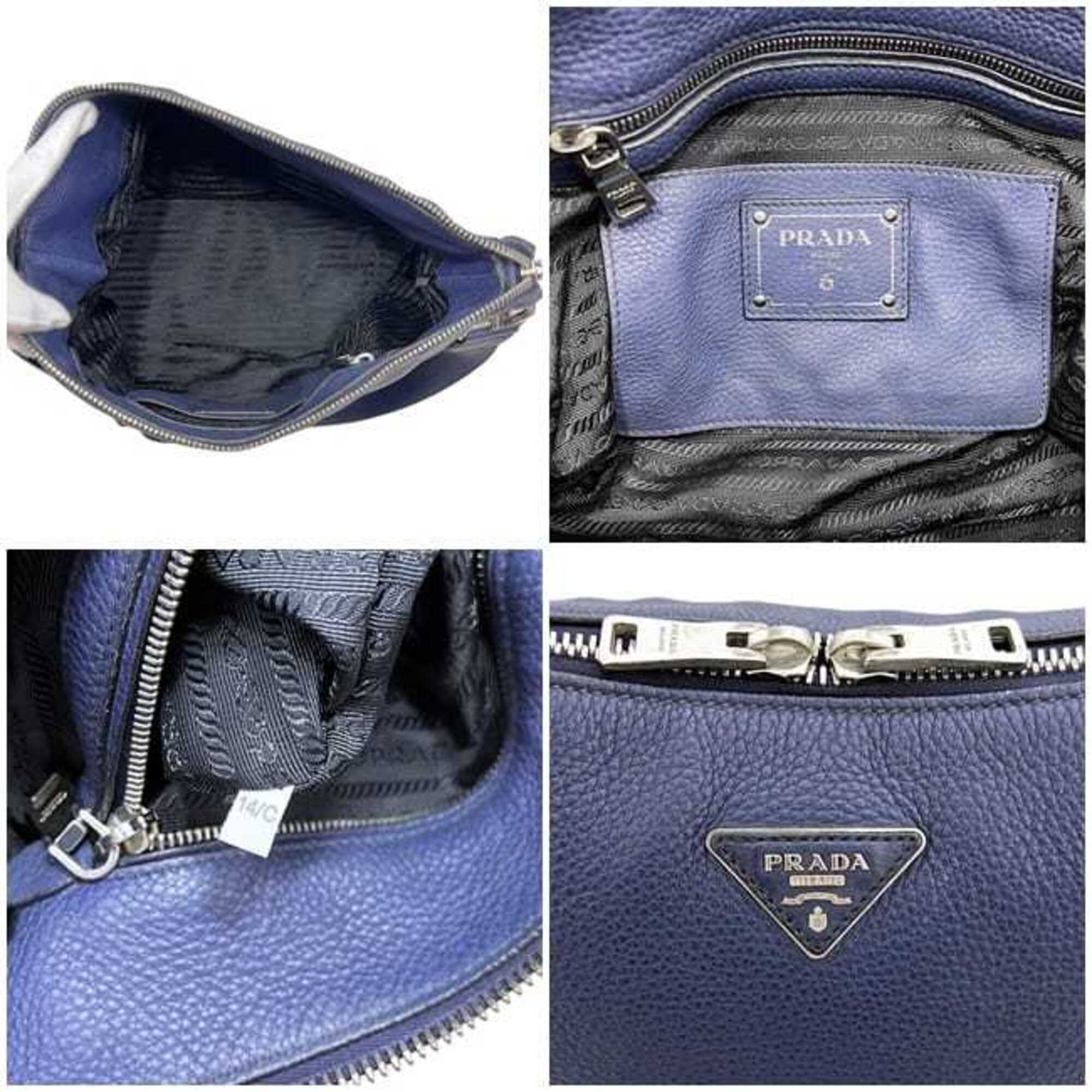Prada Navy Leather Shoulder Bag (Pre-Owned)