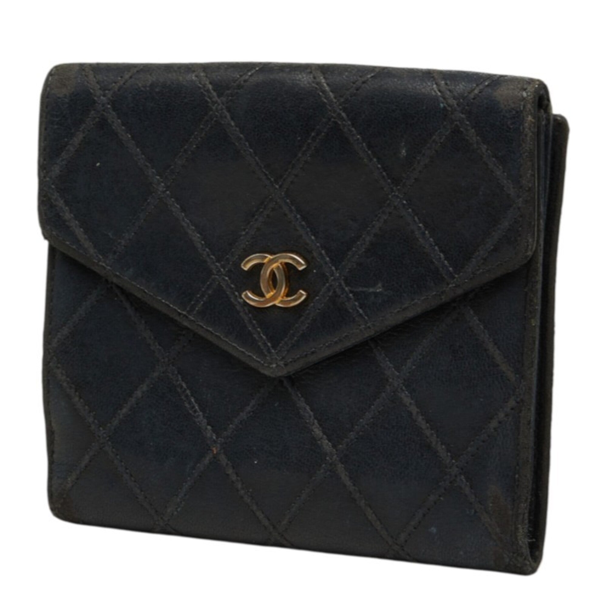 Chanel Black Leather Wallet (Bi-Fold) (Pre-Owned)
