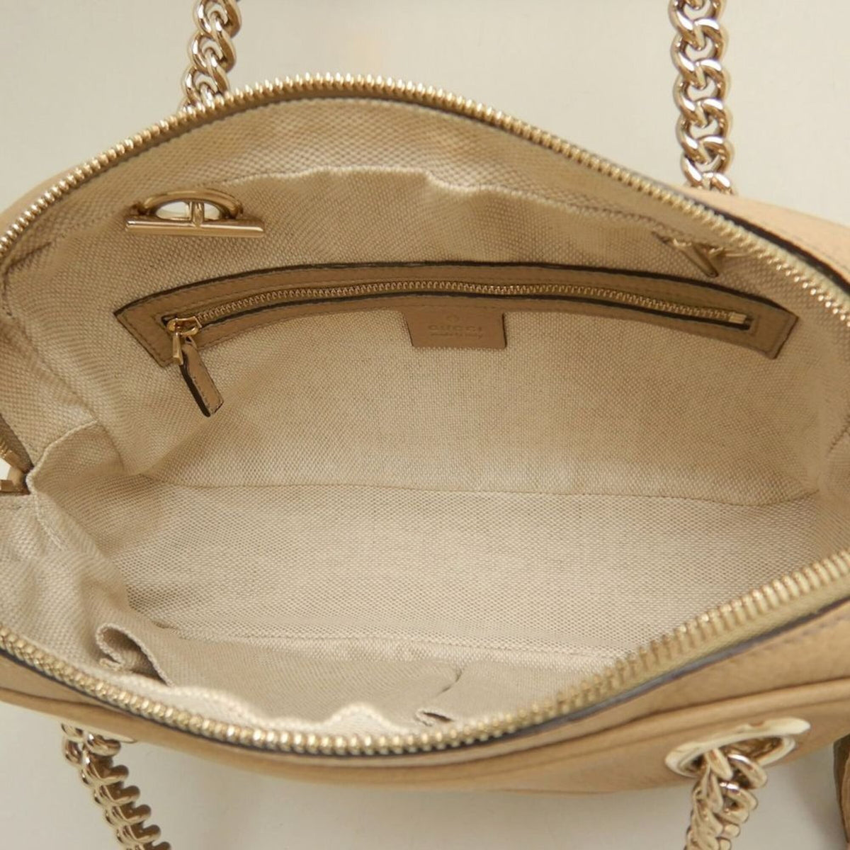 Gucci Soho Beige Leather Shoulder Bag (Pre-Owned)